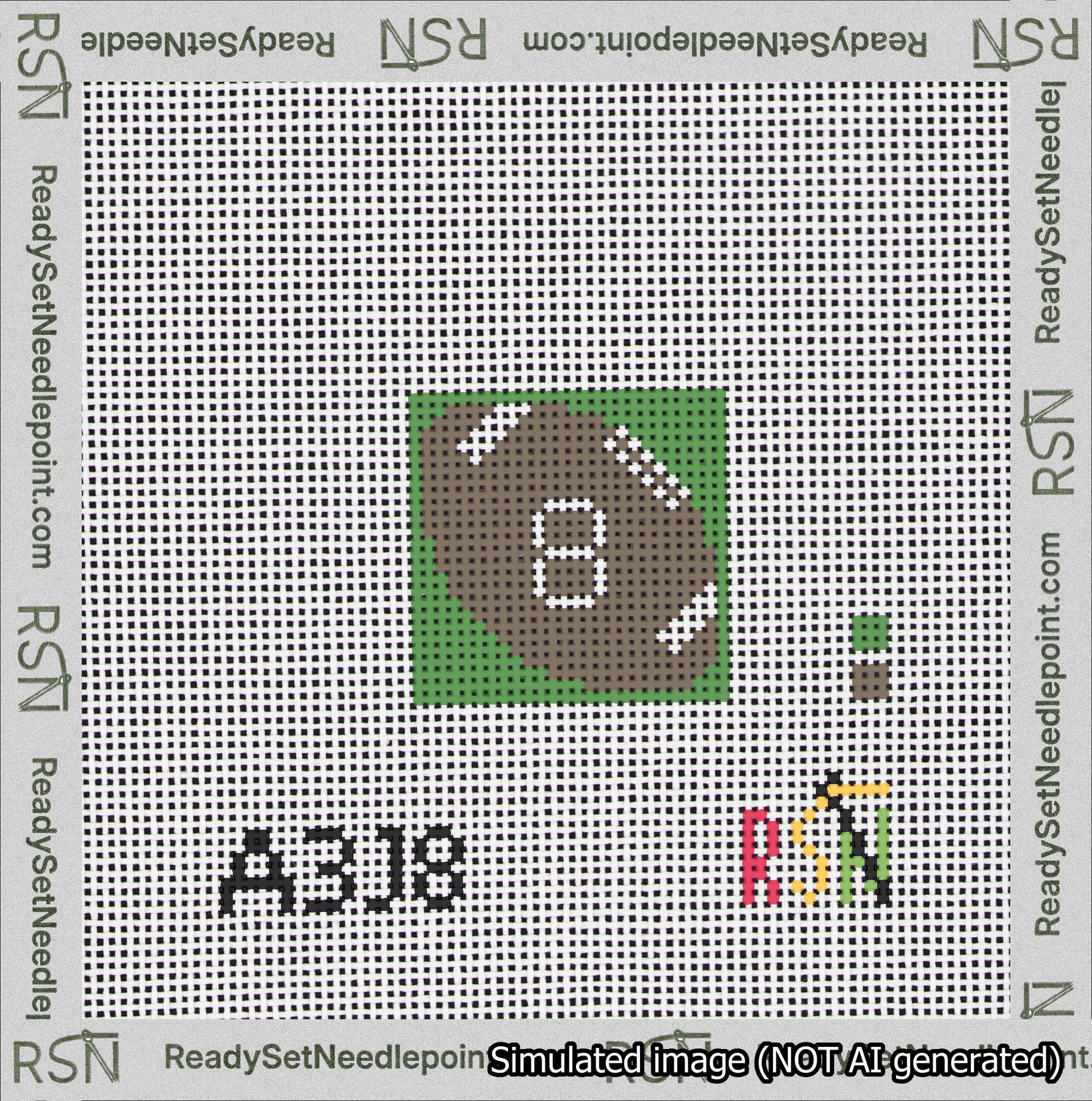 Football Bag Charm White 0-49 Needlepoint Canvas Design