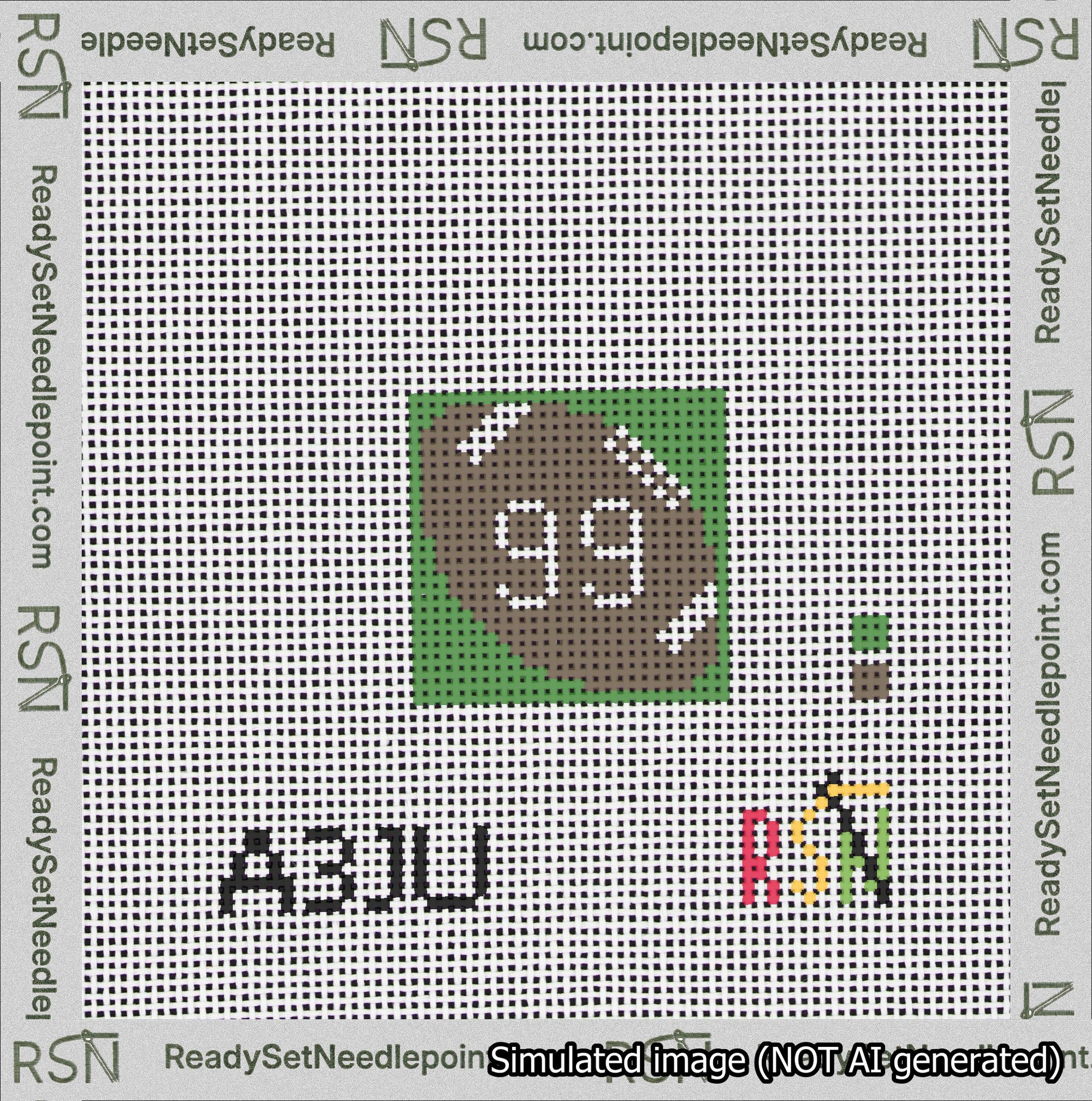 Football Bag Charm White 50-99 Needlepoint Canvas Design