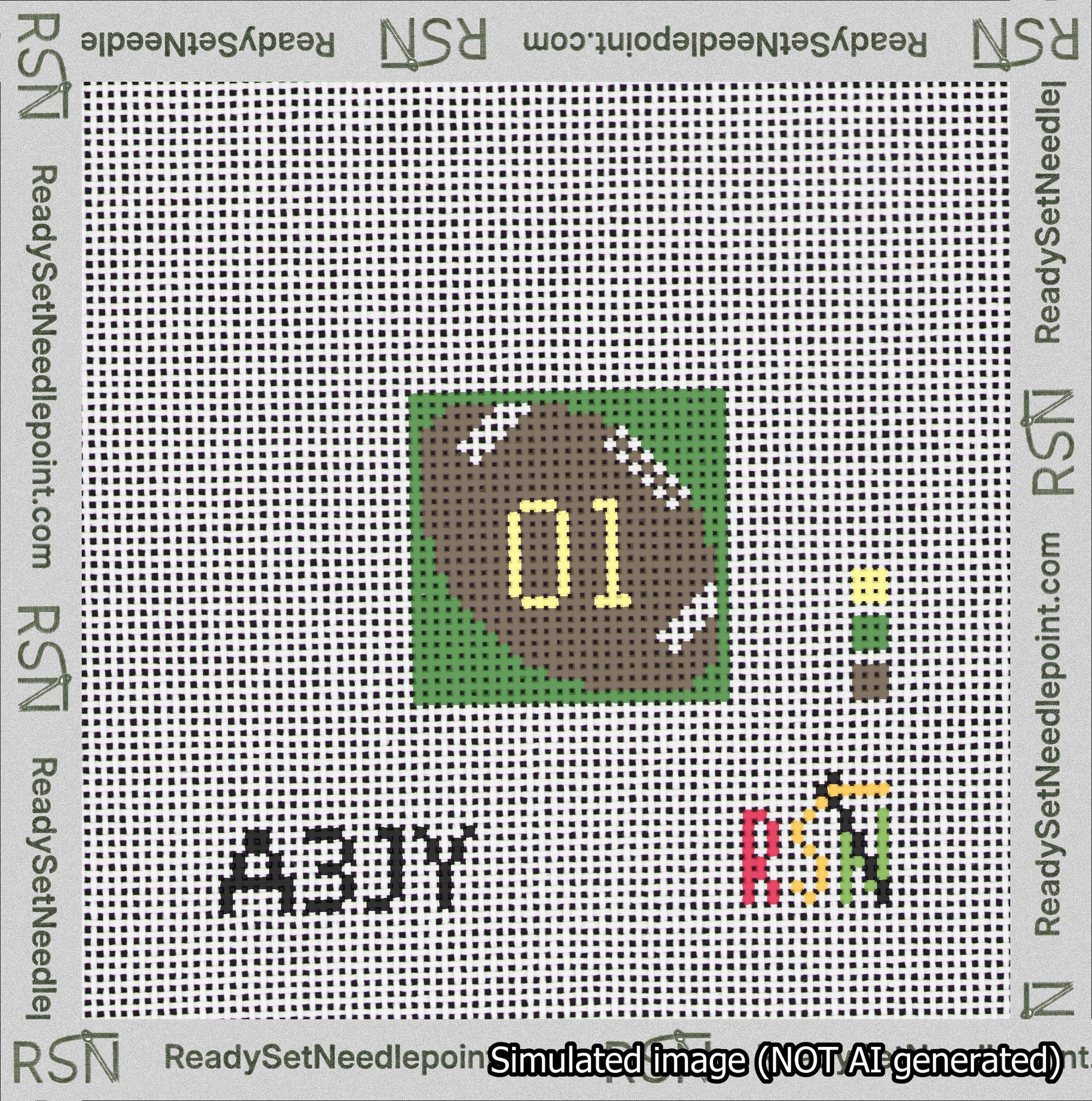 Football Bag Charm Yellow 0-49 Needlepoint Canvas Design