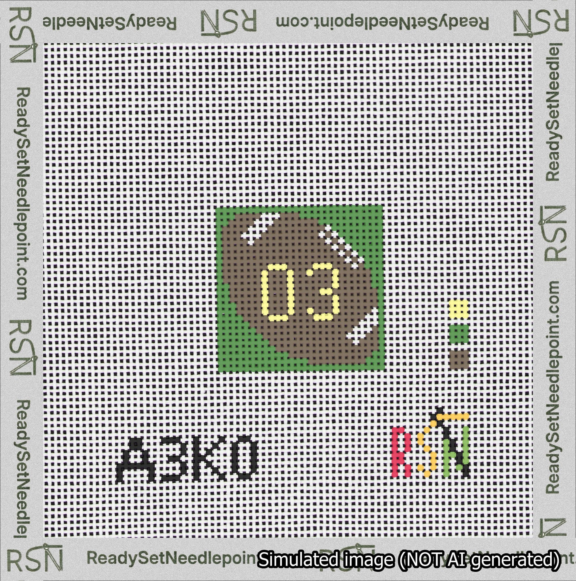 Football Bag Charm Yellow 0-49 Needlepoint Canvas Design