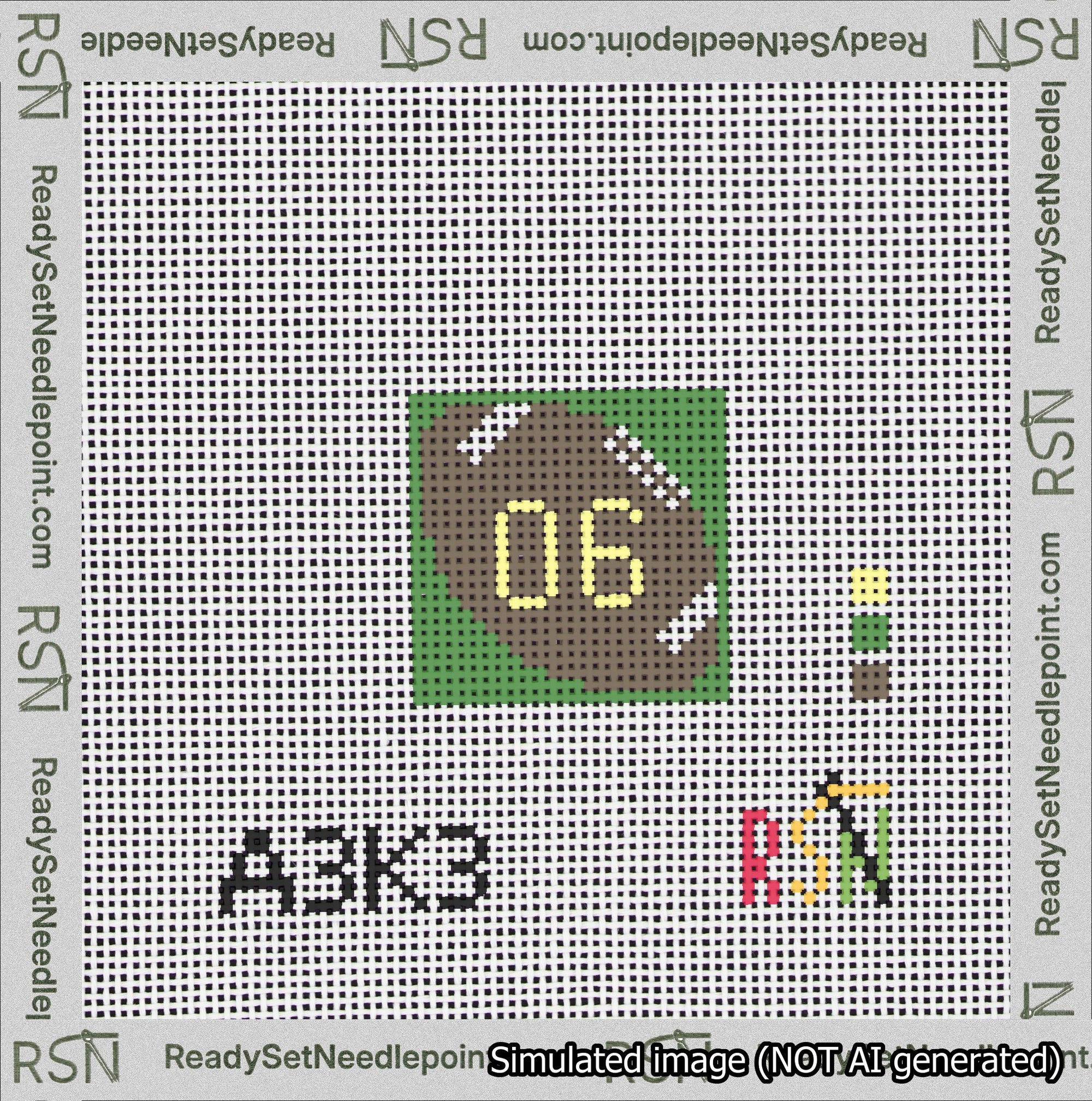 Football Bag Charm Yellow 0-49 Needlepoint Canvas Design