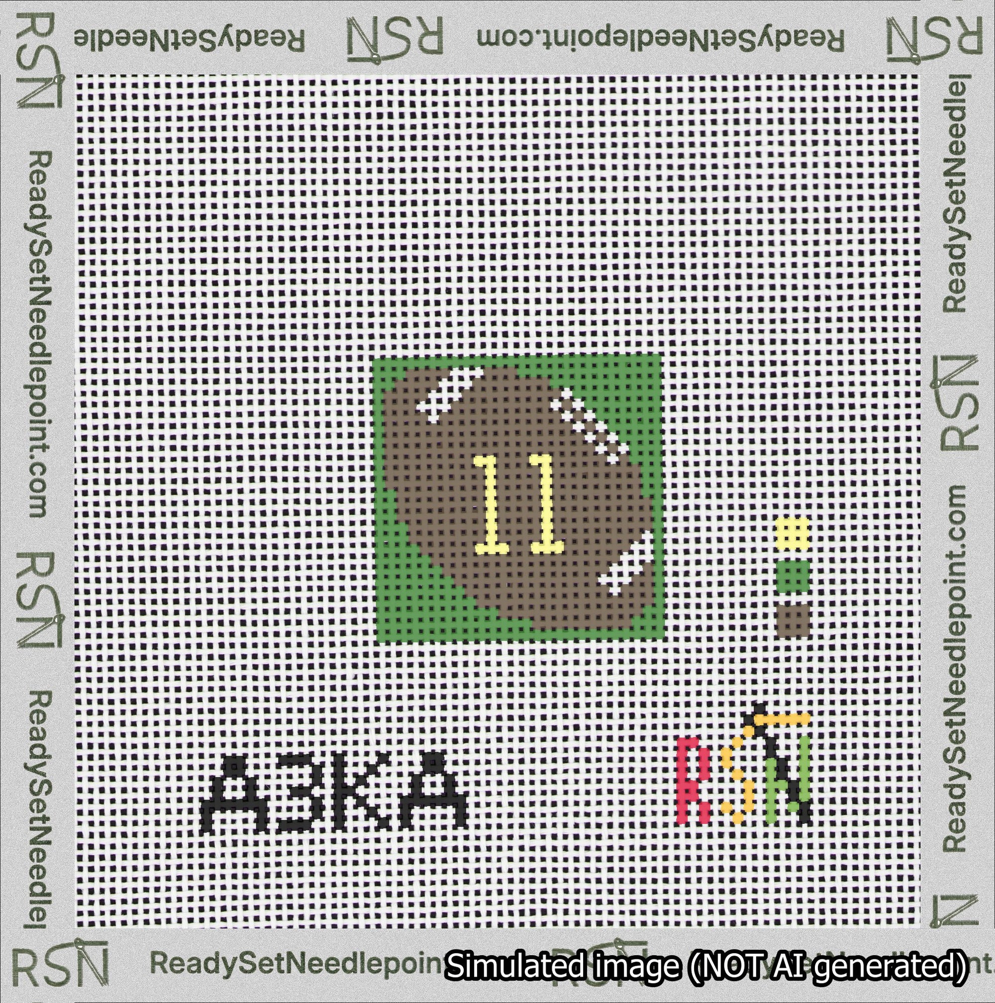 Football Bag Charm Yellow 0-49 Needlepoint Canvas Design