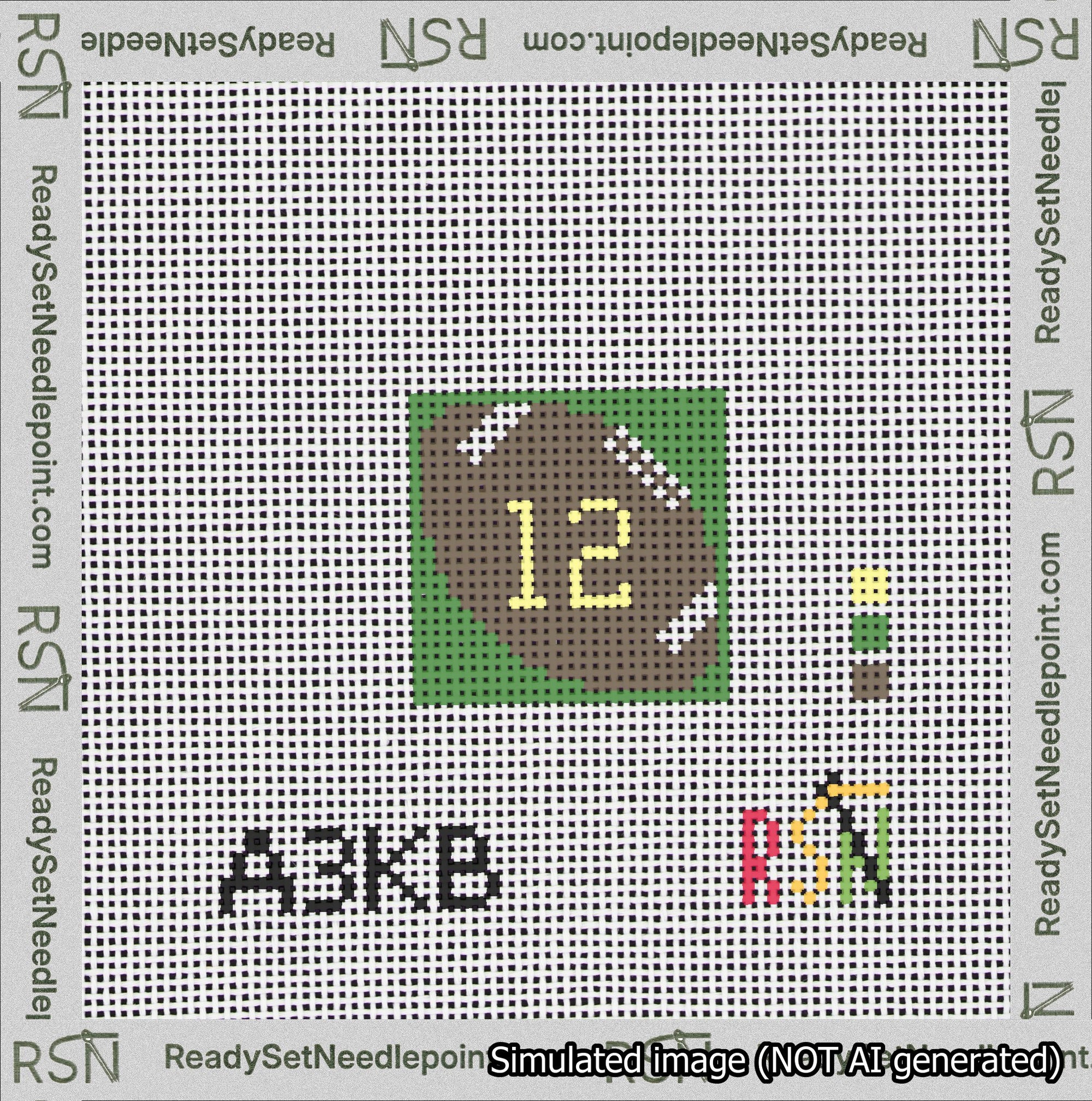 Football Bag Charm Yellow 0-49 Needlepoint Canvas Design