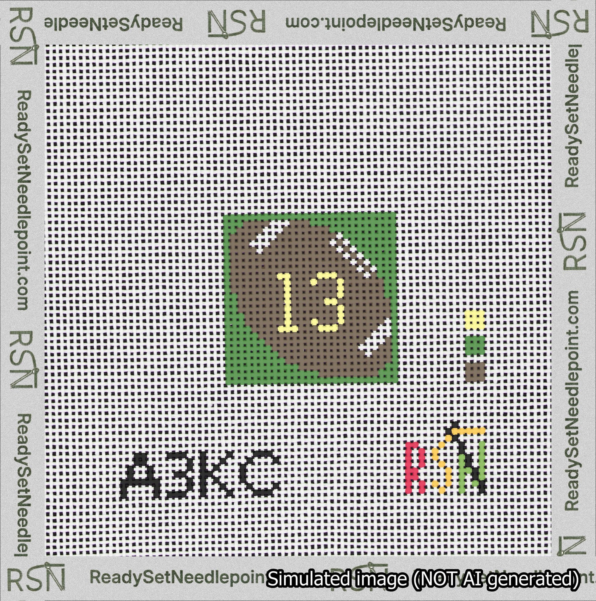 Football Bag Charm Yellow 0-49 Needlepoint Canvas Design