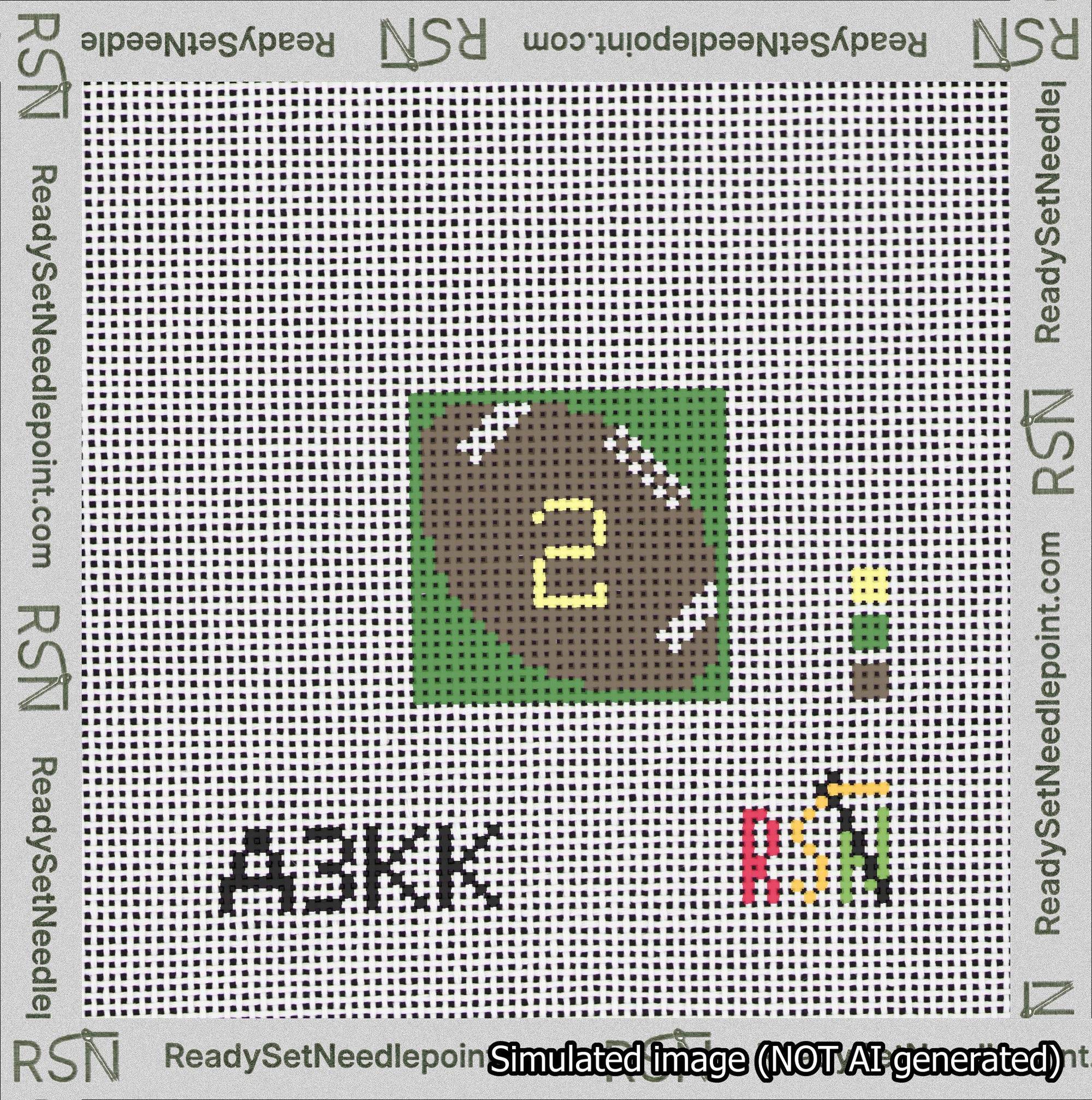 Football Bag Charm Yellow 0-49 Needlepoint Canvas Design