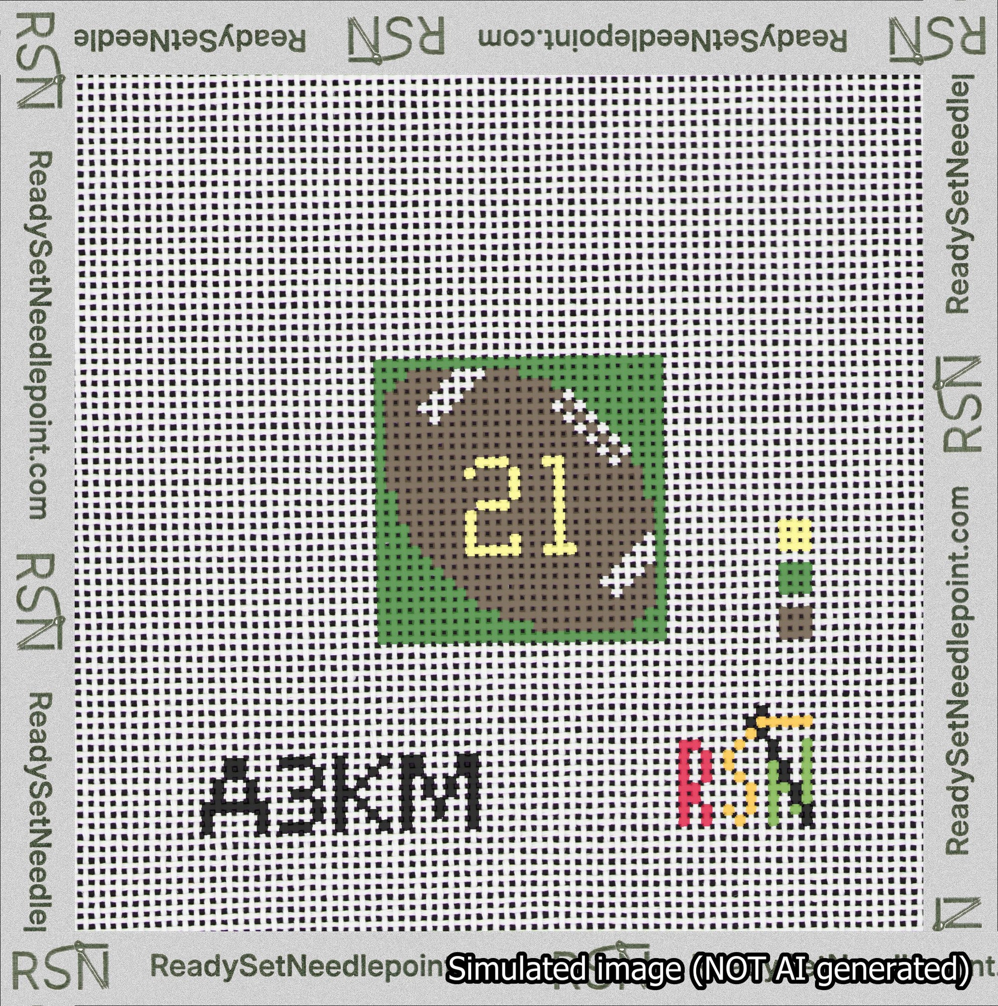 Football Bag Charm Yellow 0-49 Needlepoint Canvas Design