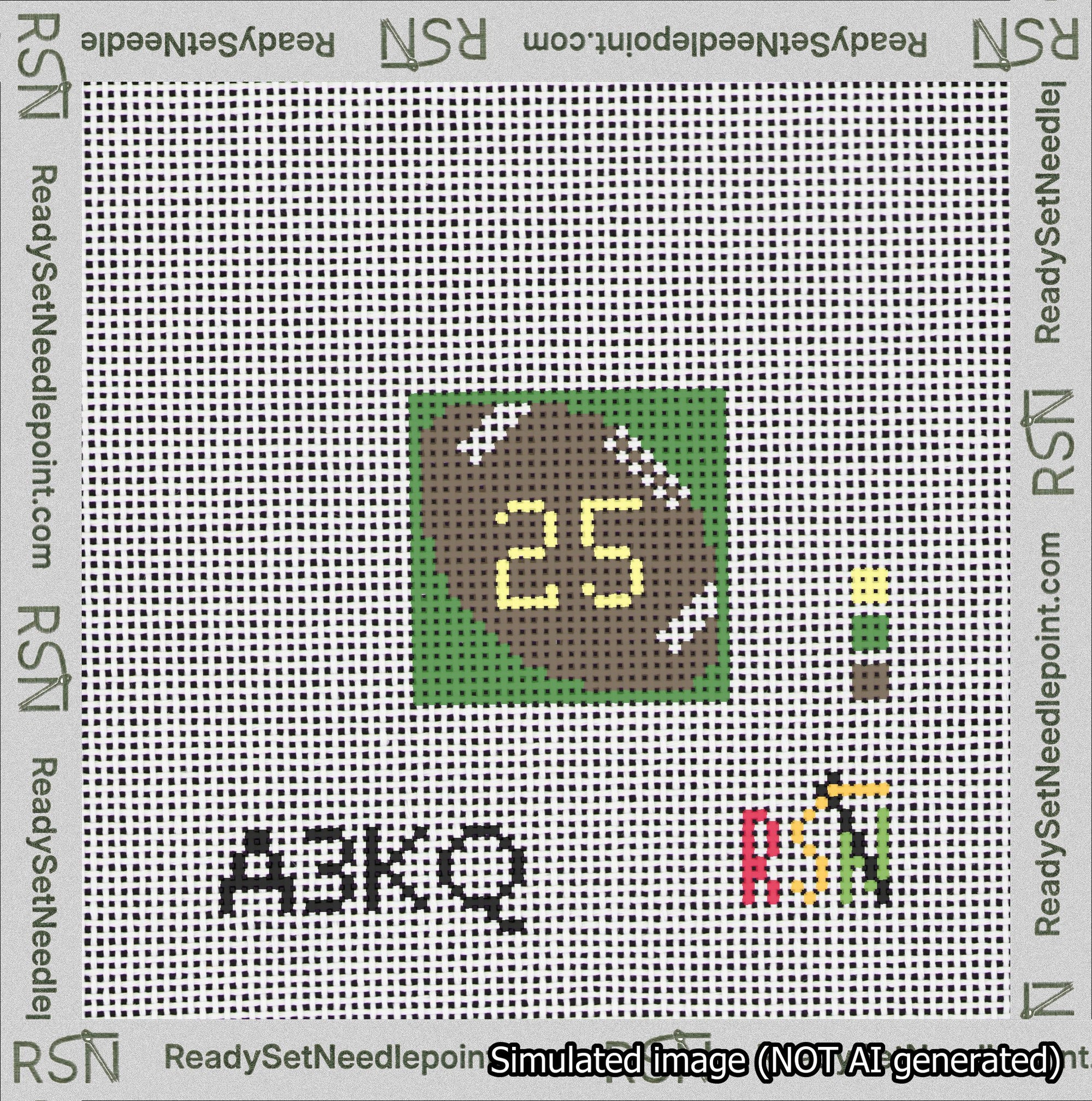 Football Bag Charm Yellow 0-49 Needlepoint Canvas Design