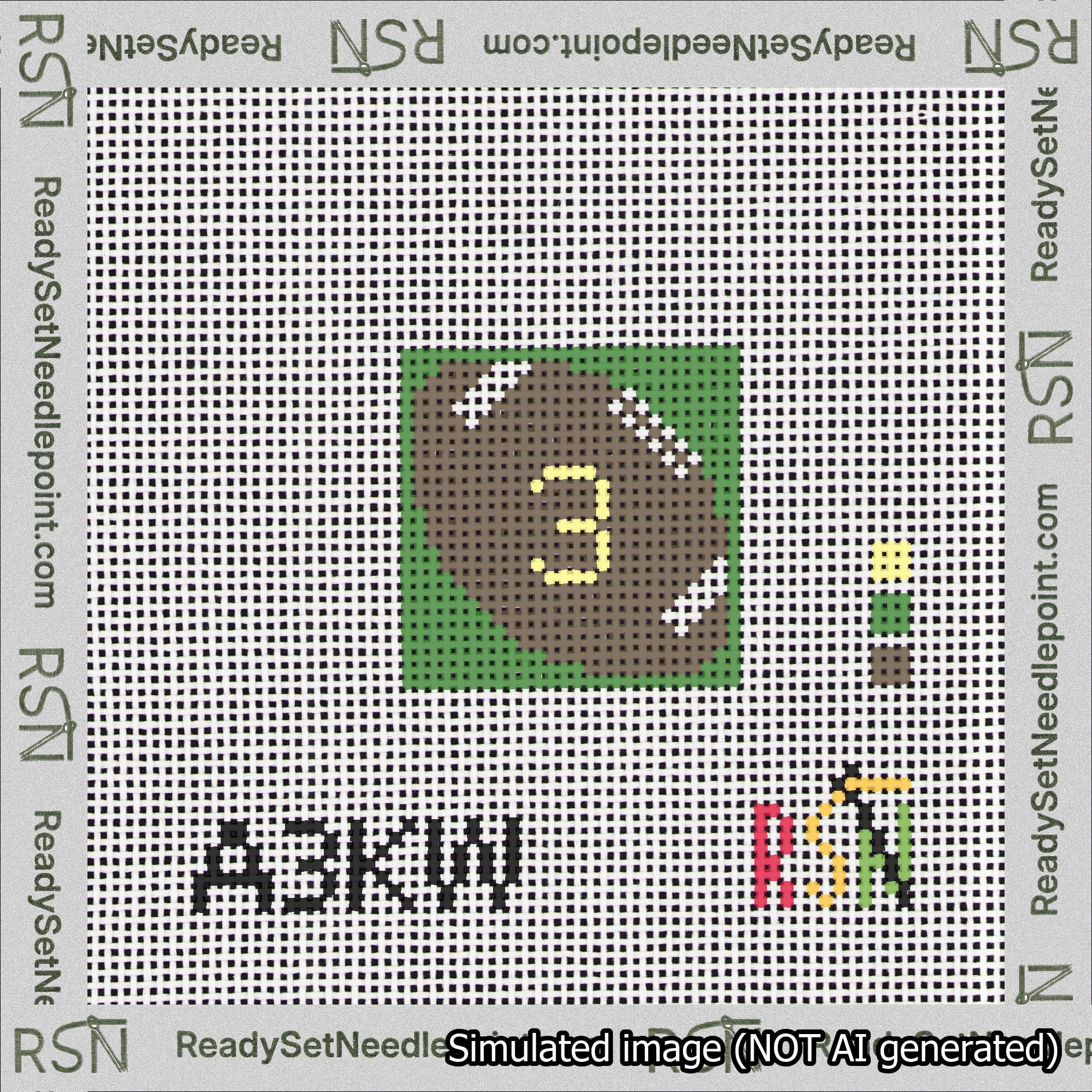 Football Bag Charm Yellow 0-49 Needlepoint Canvas Design