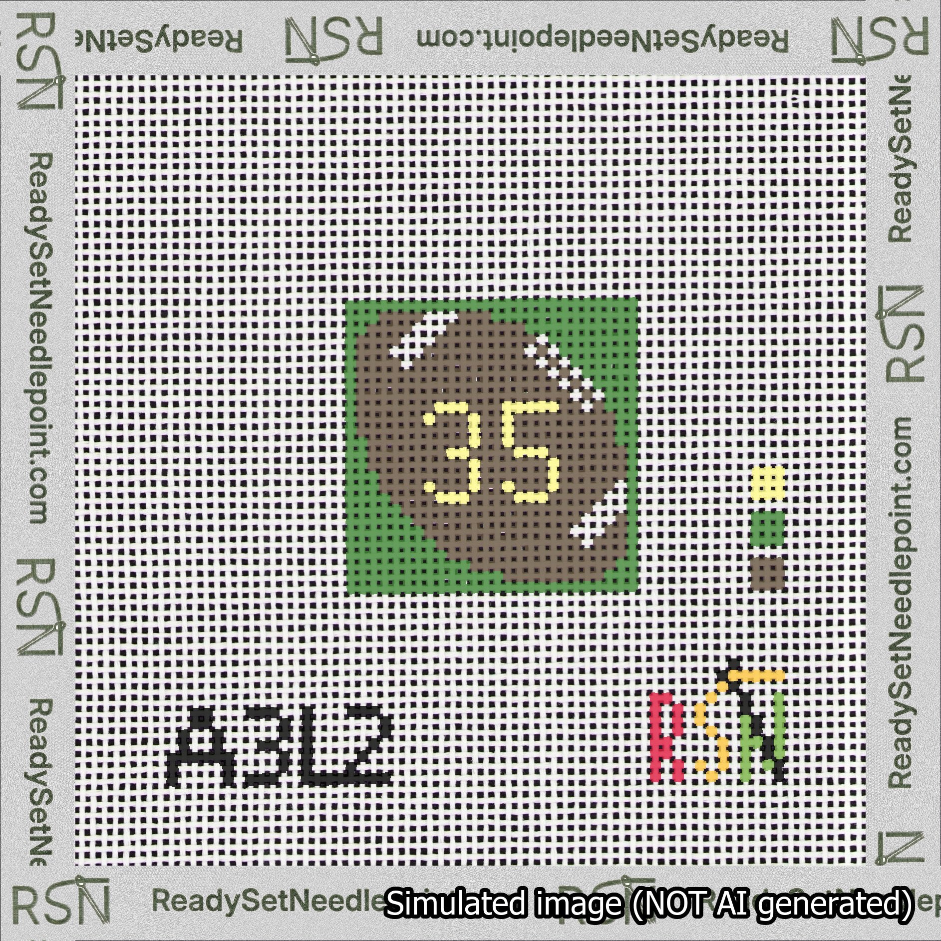 Football Bag Charm Yellow 0-49 Needlepoint Canvas Design