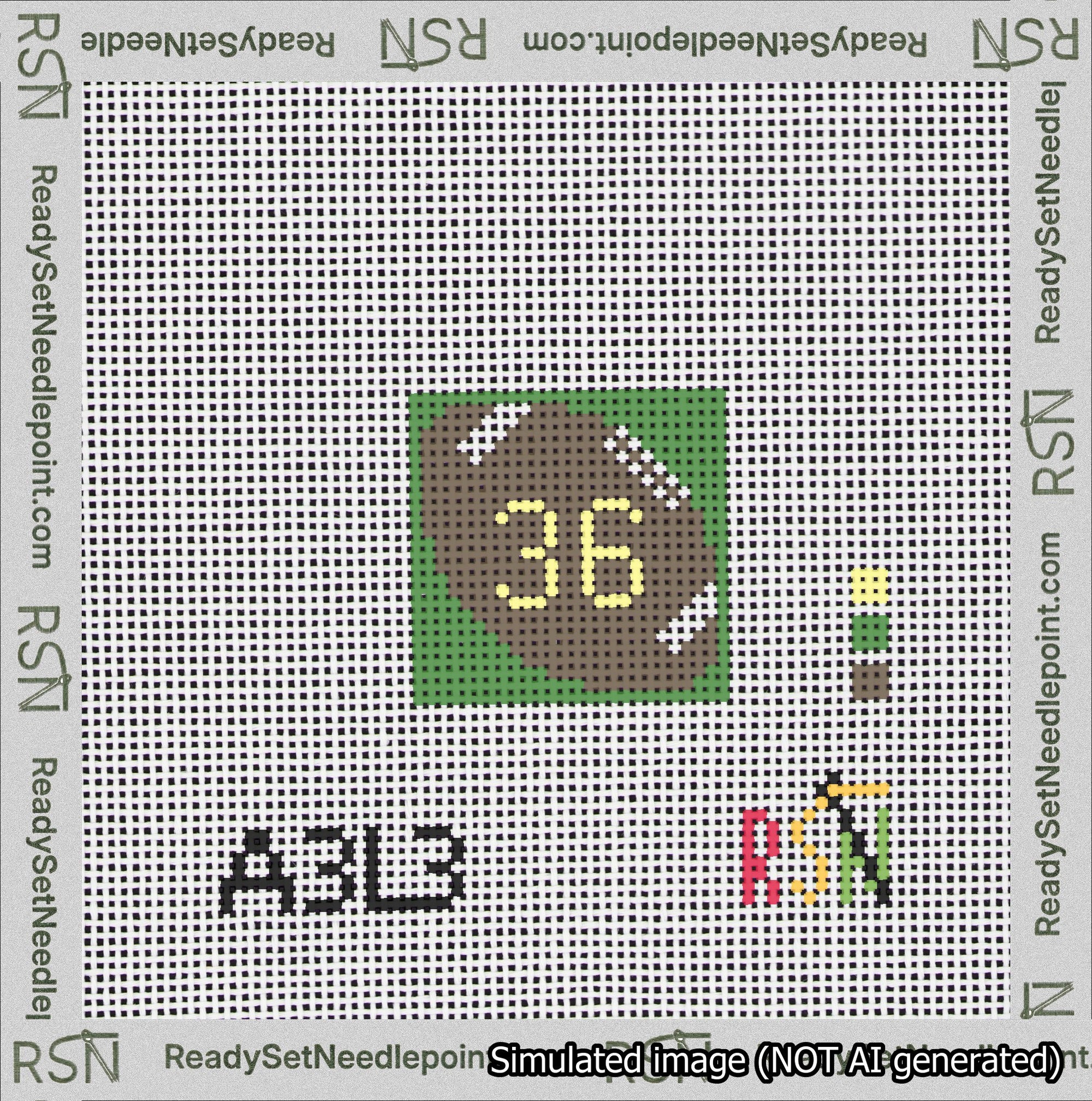 Football Bag Charm Yellow 0-49 Needlepoint Canvas Design