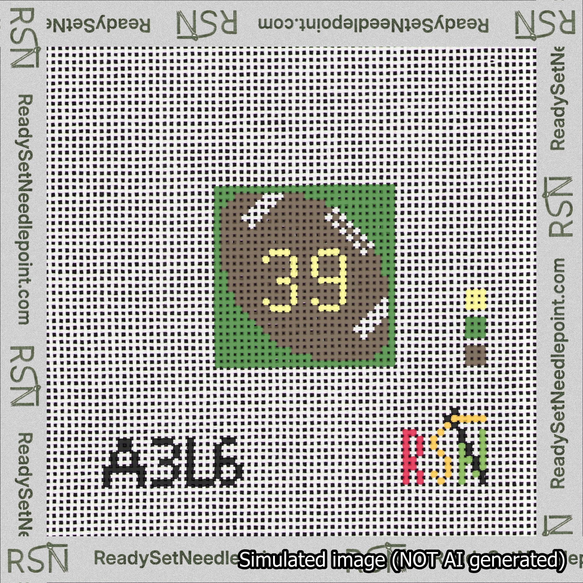 Football Bag Charm Yellow 0-49 Needlepoint Canvas Design