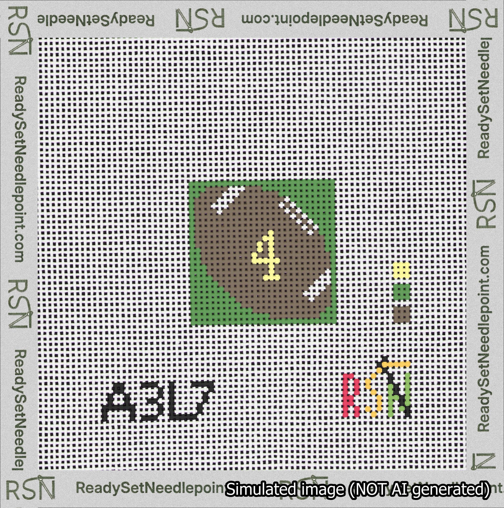Football Bag Charm Yellow 0-49 Needlepoint Canvas Design