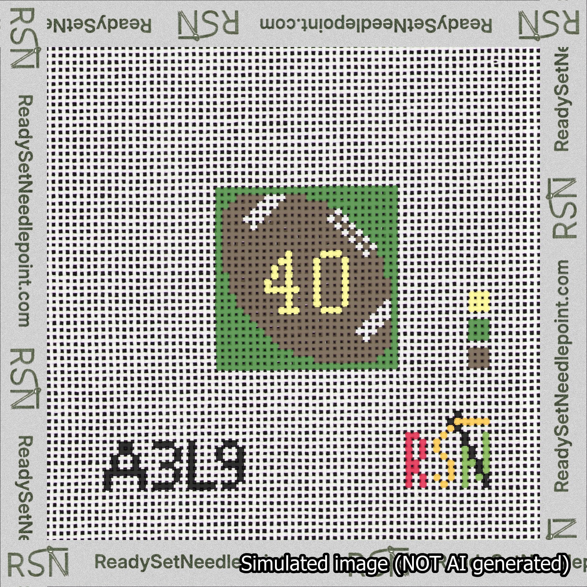 Football Bag Charm Yellow 0-49 Needlepoint Canvas Design
