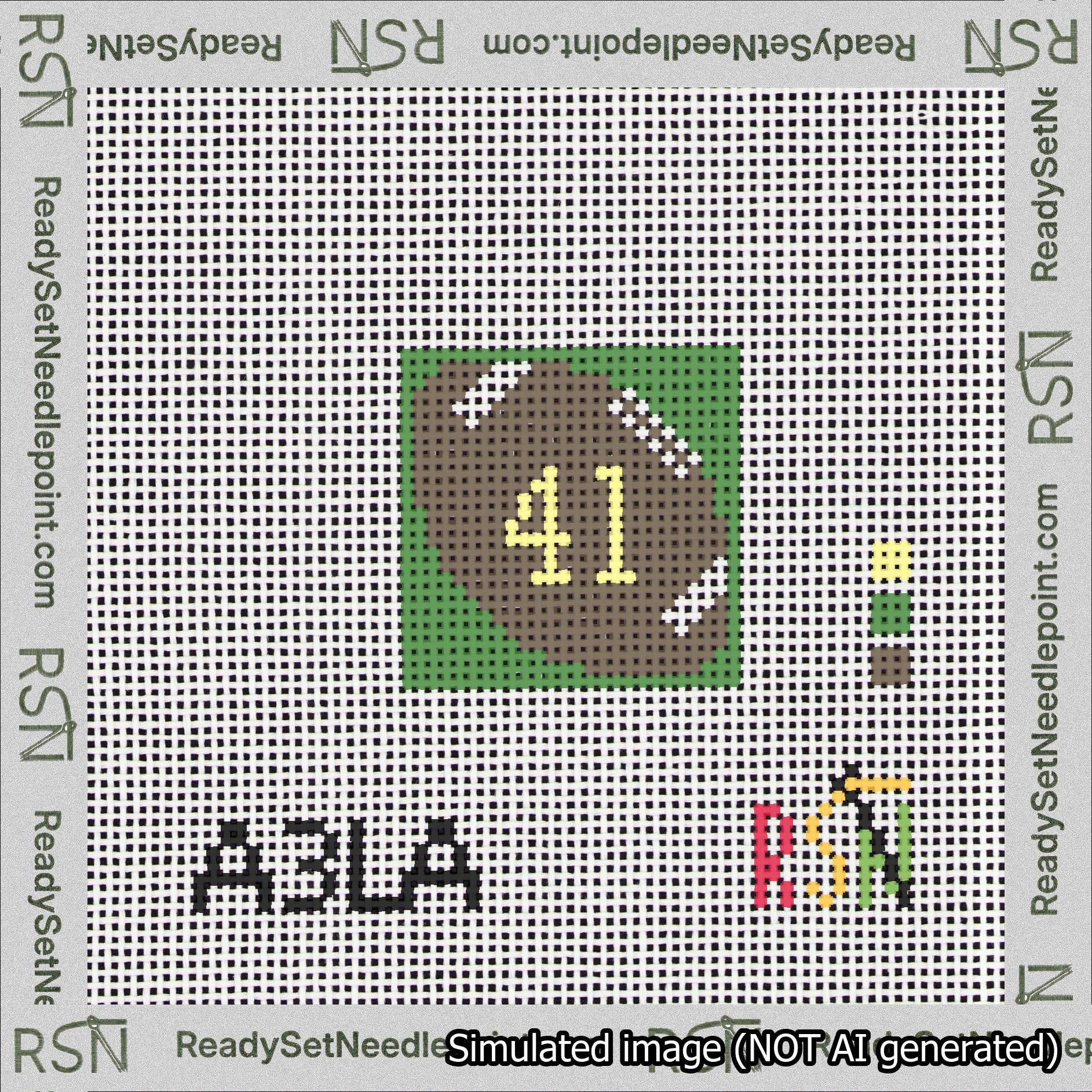 Football Bag Charm Yellow 0-49 Needlepoint Canvas Design