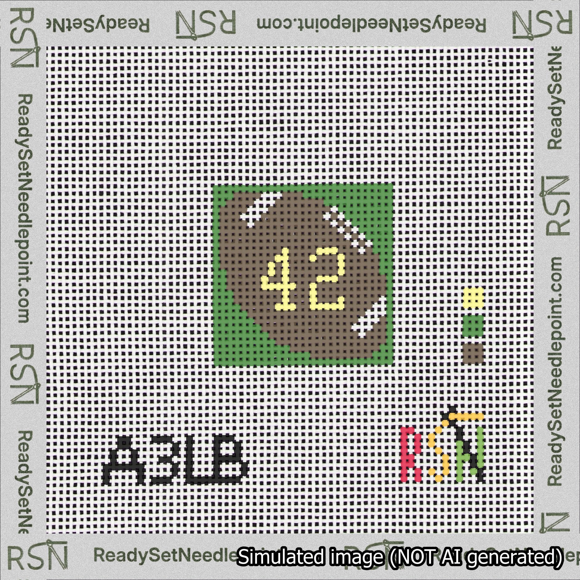 Football Bag Charm Yellow 0-49 Needlepoint Canvas Design