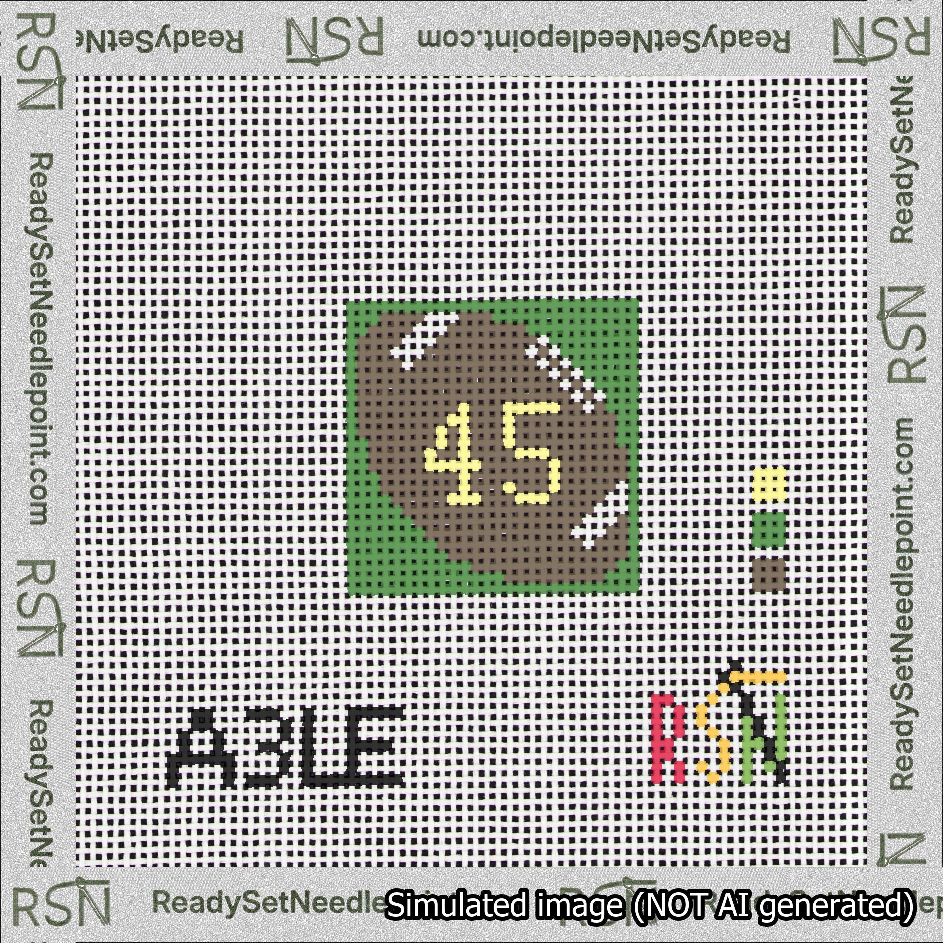 Football Bag Charm Yellow 0-49 Needlepoint Canvas Design