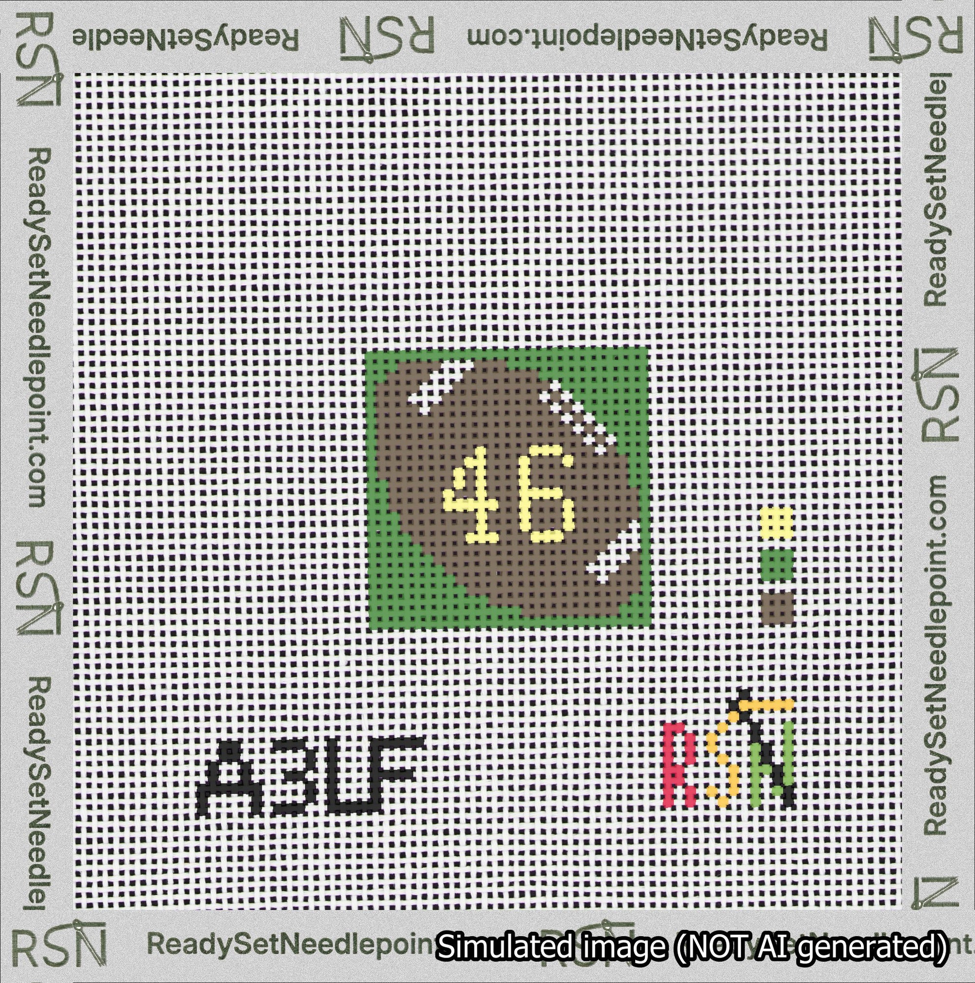 Football Bag Charm Yellow 0-49 Needlepoint Canvas Design