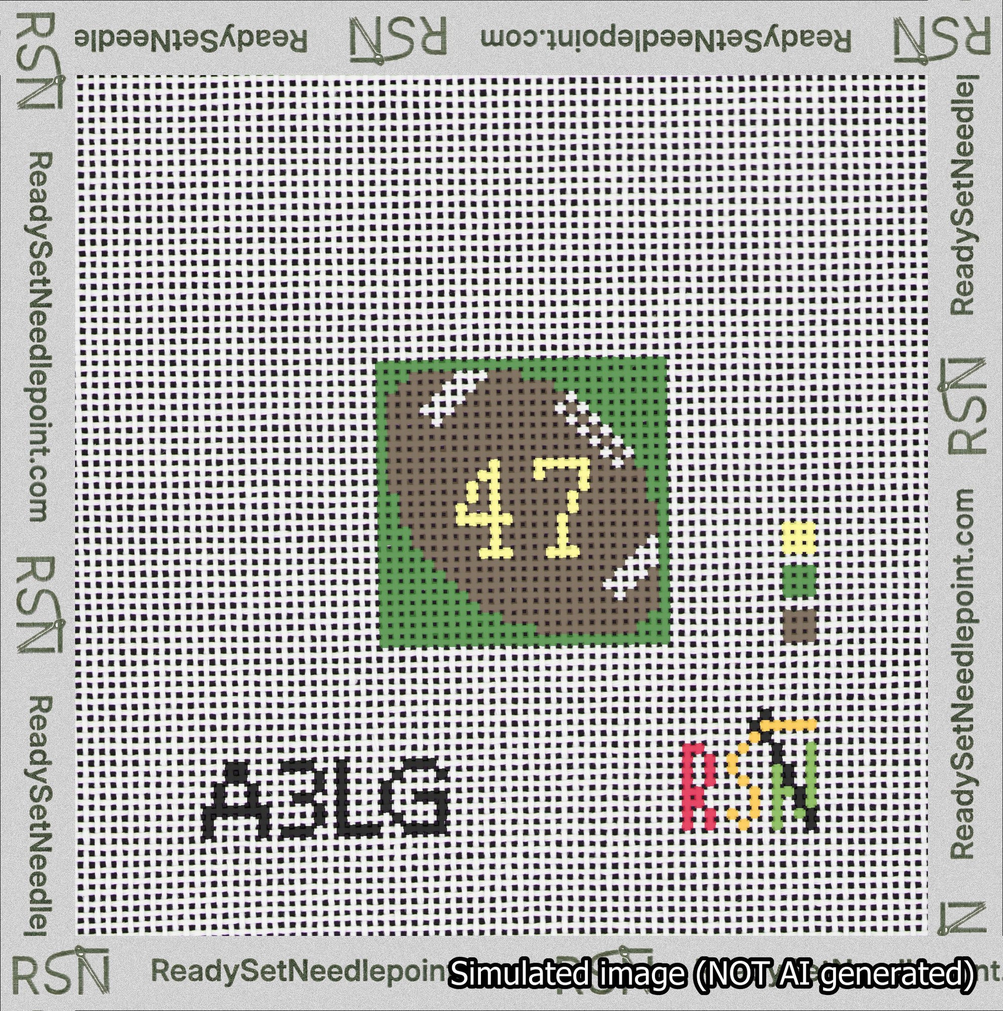 Football Bag Charm Yellow 0-49 Needlepoint Canvas Design