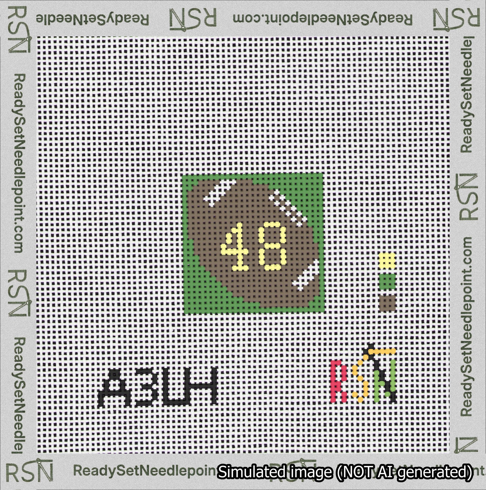 Football Bag Charm Yellow 0-49 Needlepoint Canvas Design