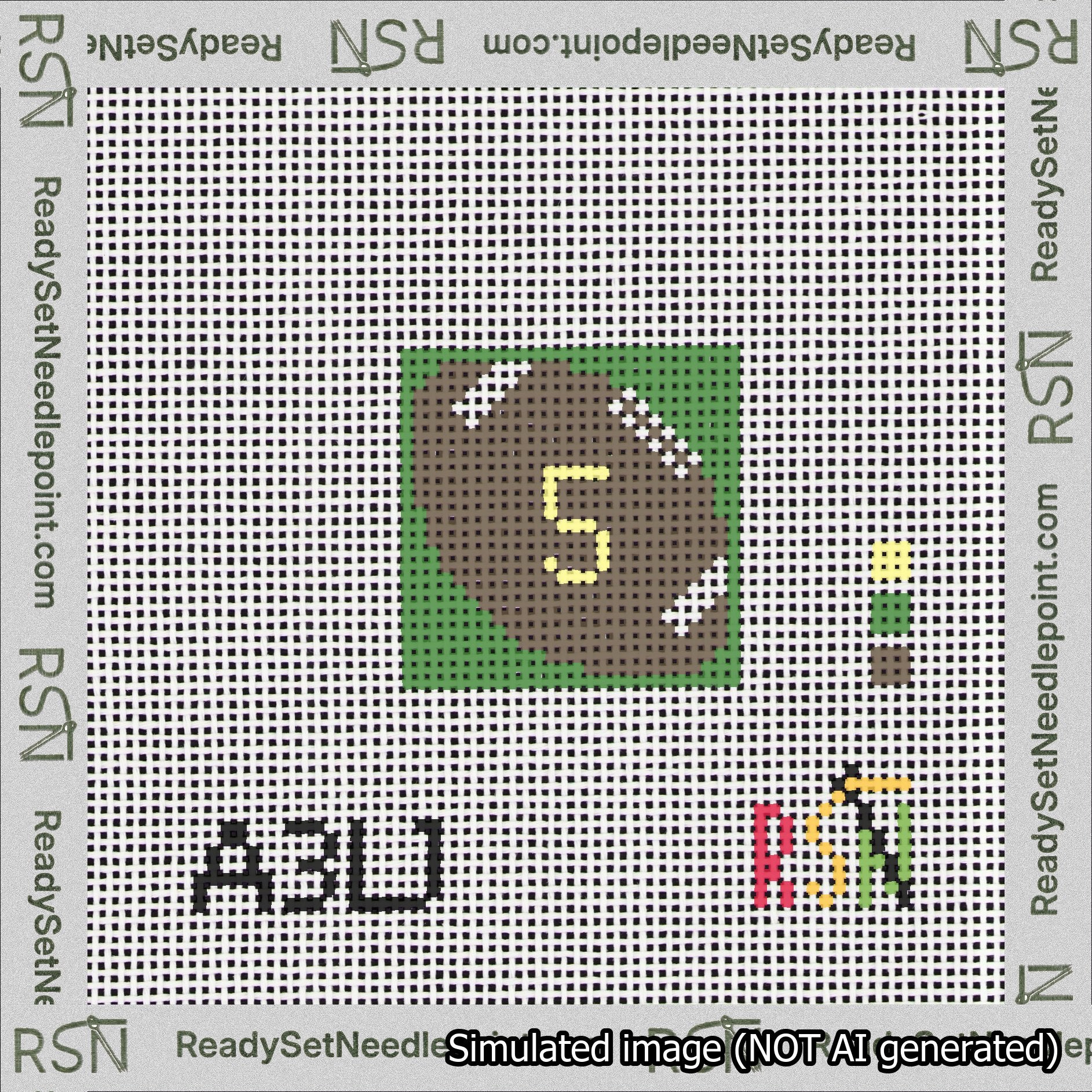 Football Bag Charm Yellow 0-49 Needlepoint Canvas Design