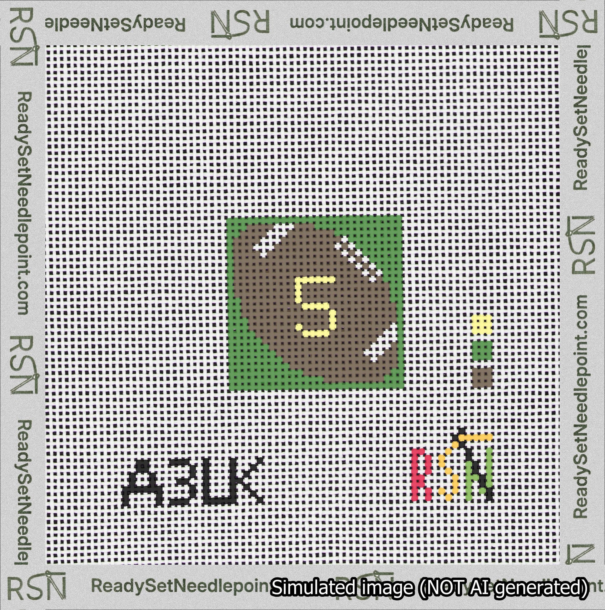 Football Bag Charm Yellow 0-49 Needlepoint Canvas Design