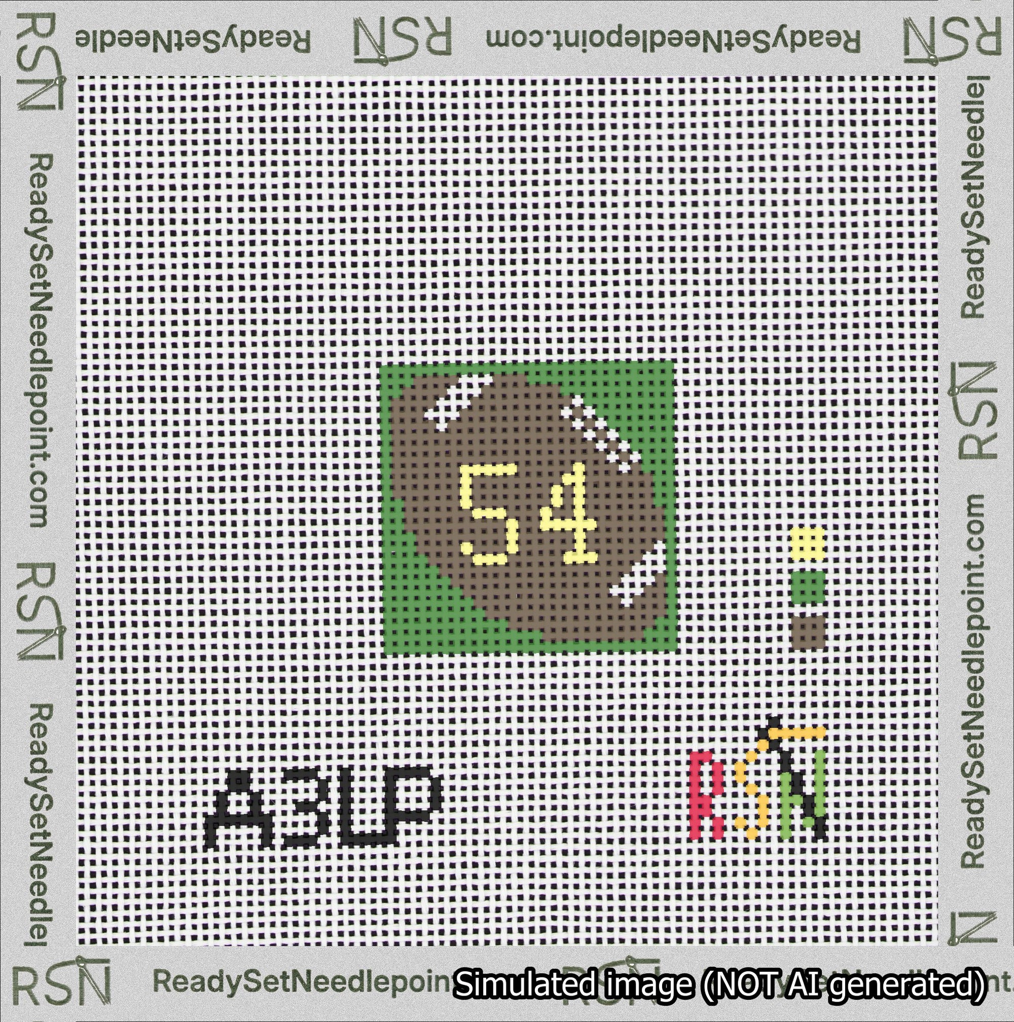 Football Bag Charm Yellow 50-99 Needlepoint Canvas Design