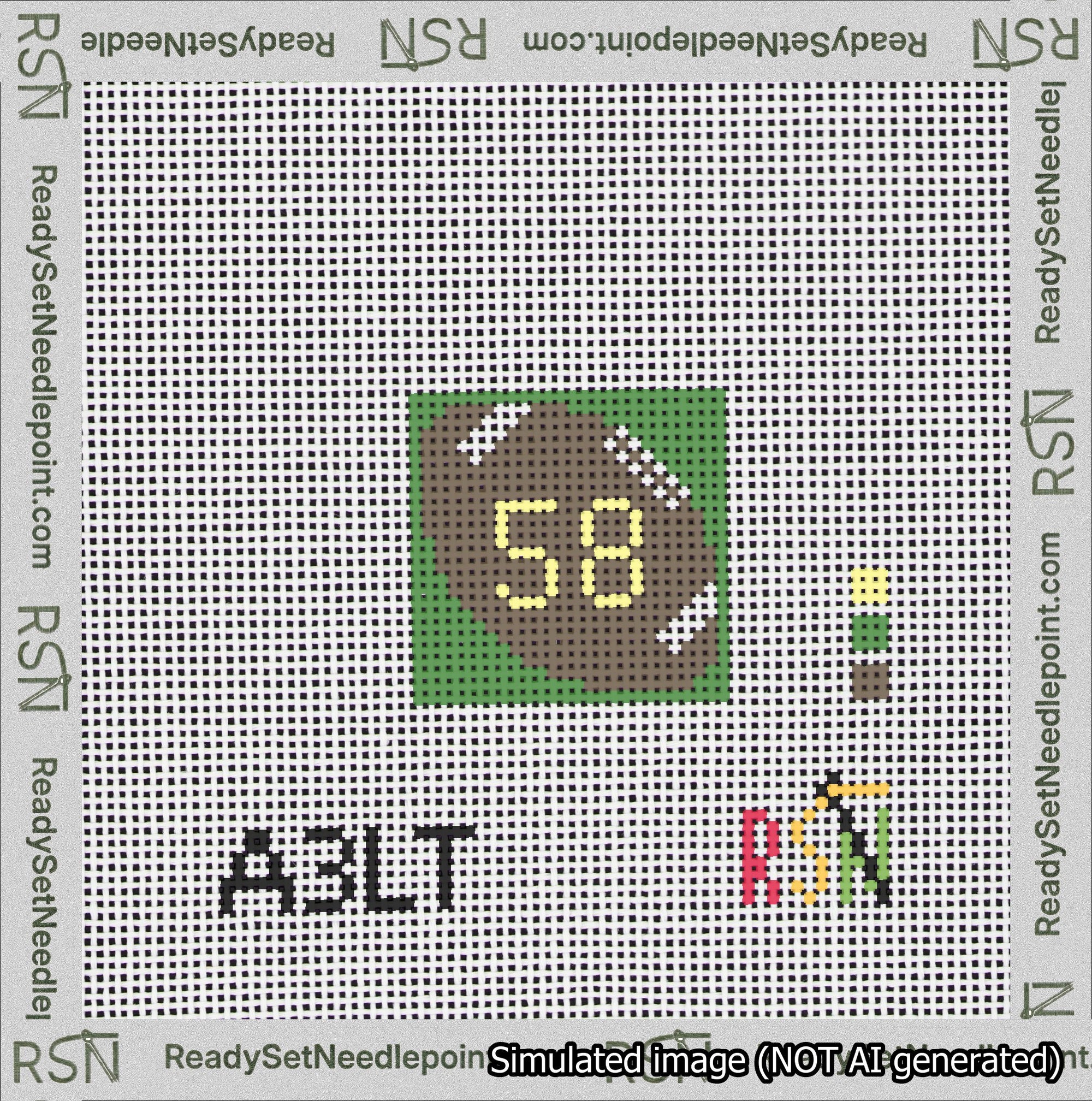 Football Bag Charm Yellow 50-99 Needlepoint Canvas Design