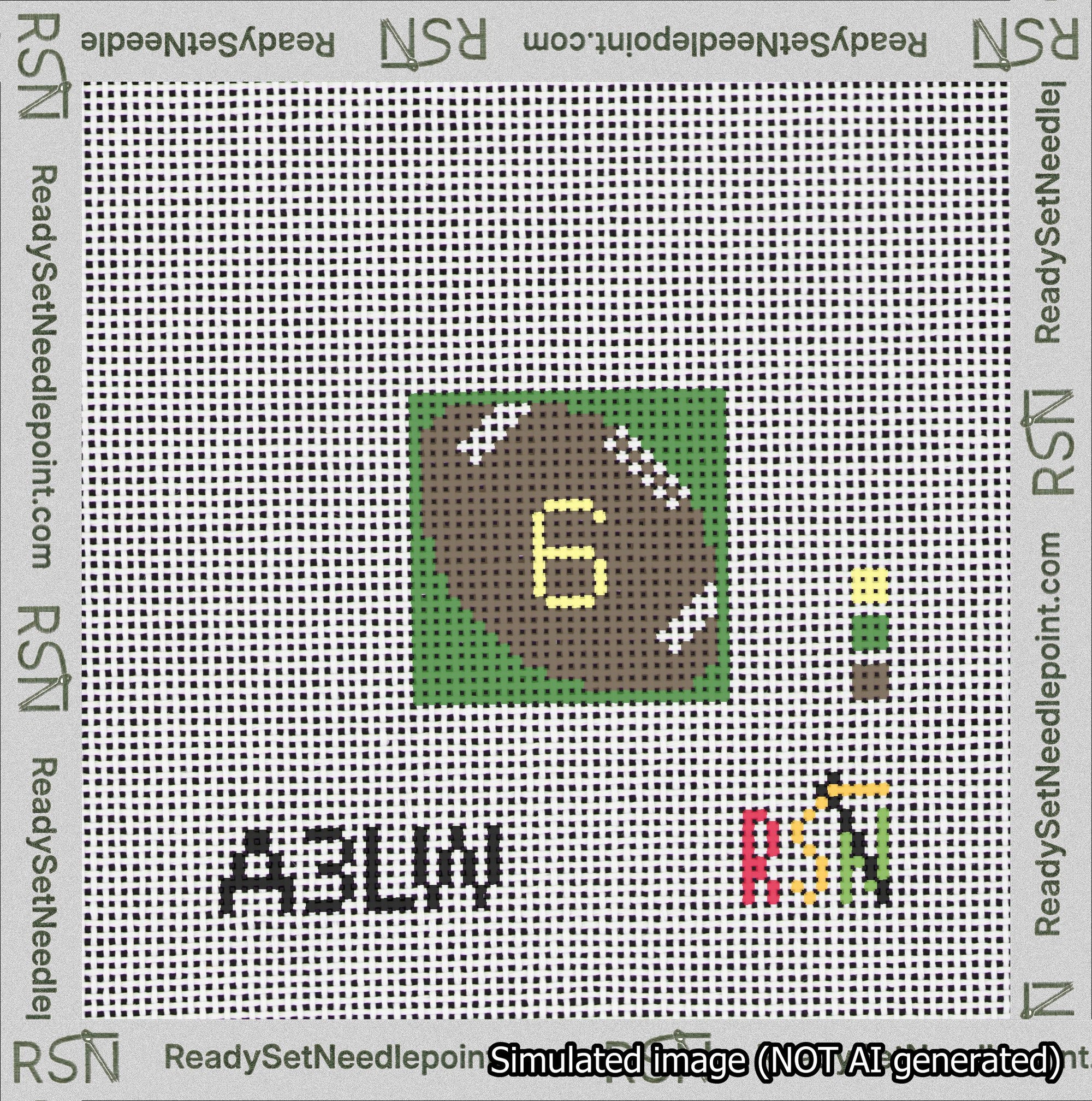 Football Bag Charm Yellow 0-49 Needlepoint Canvas Design