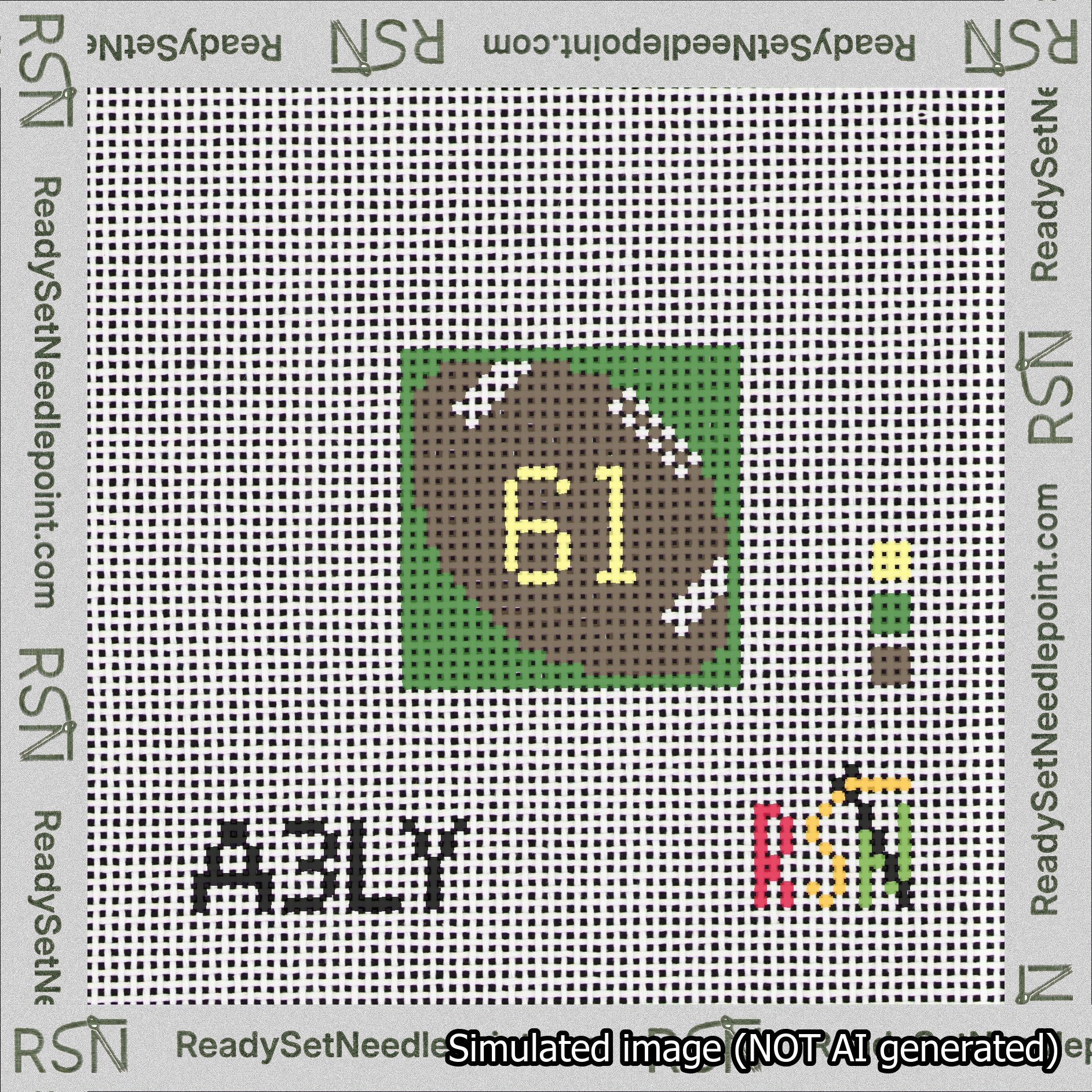 Football Bag Charm Yellow 50-99 Needlepoint Canvas Design