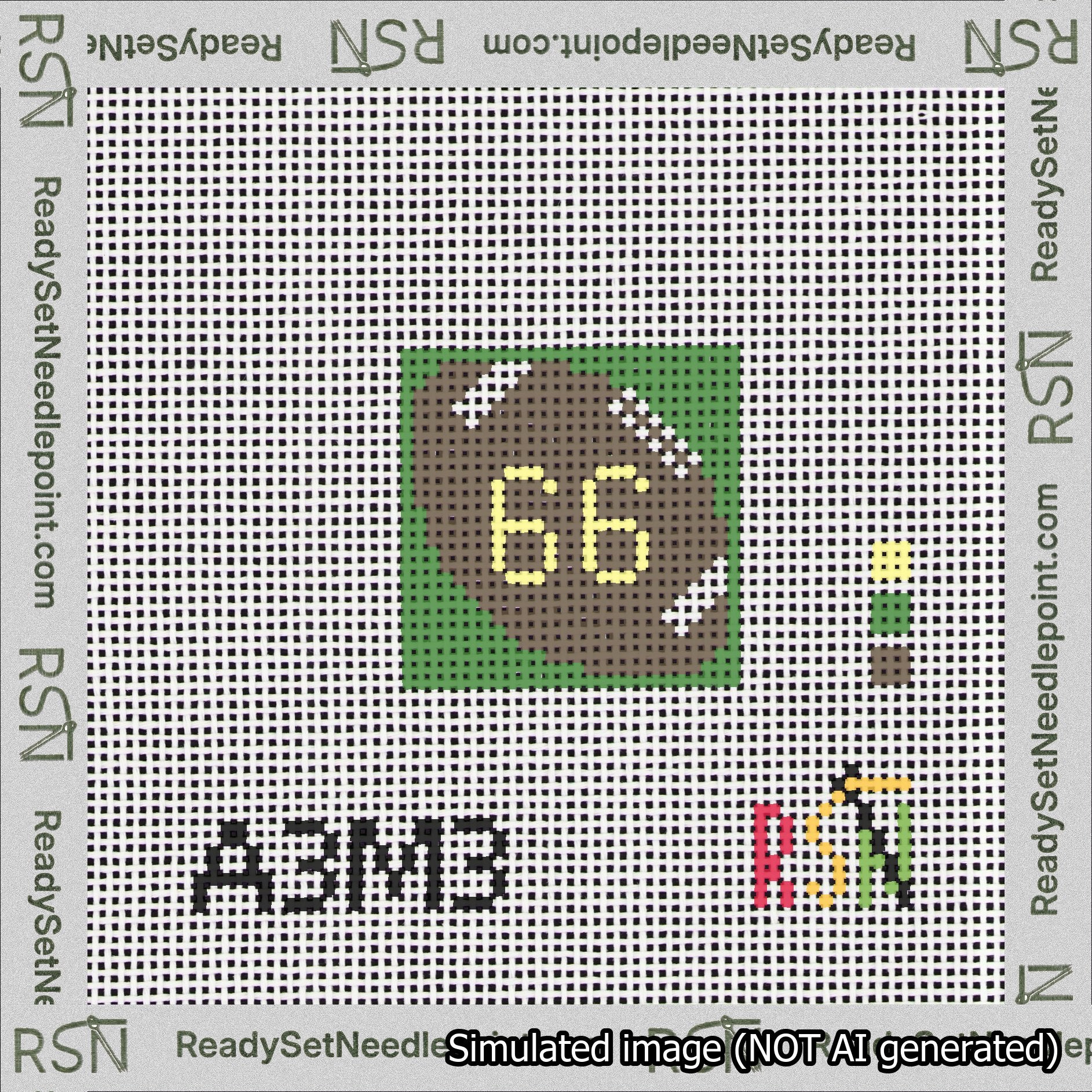 Football Bag Charm Yellow 50-99 Needlepoint Canvas Design