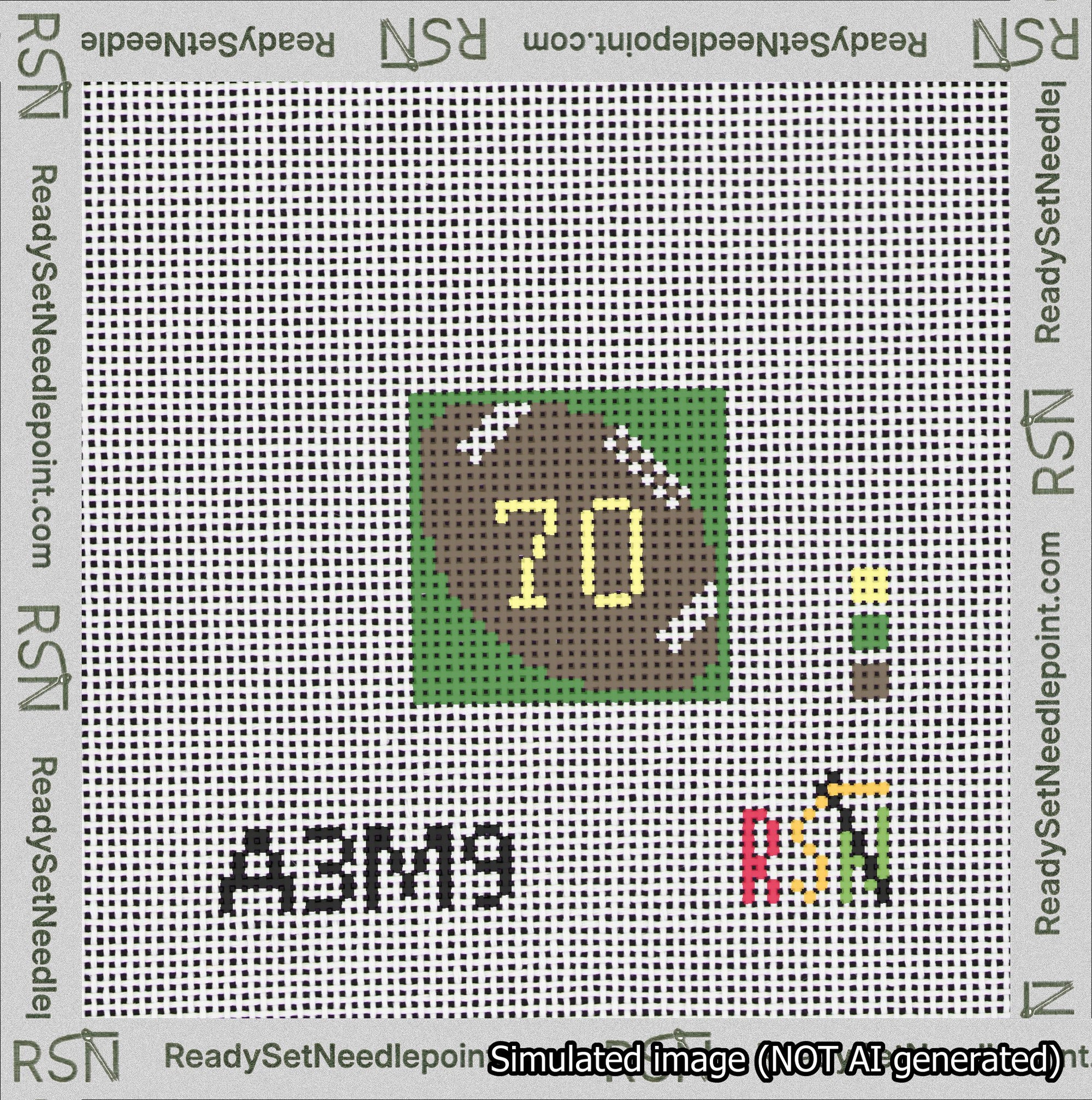 Football Bag Charm Yellow 50-99 Needlepoint Canvas Design