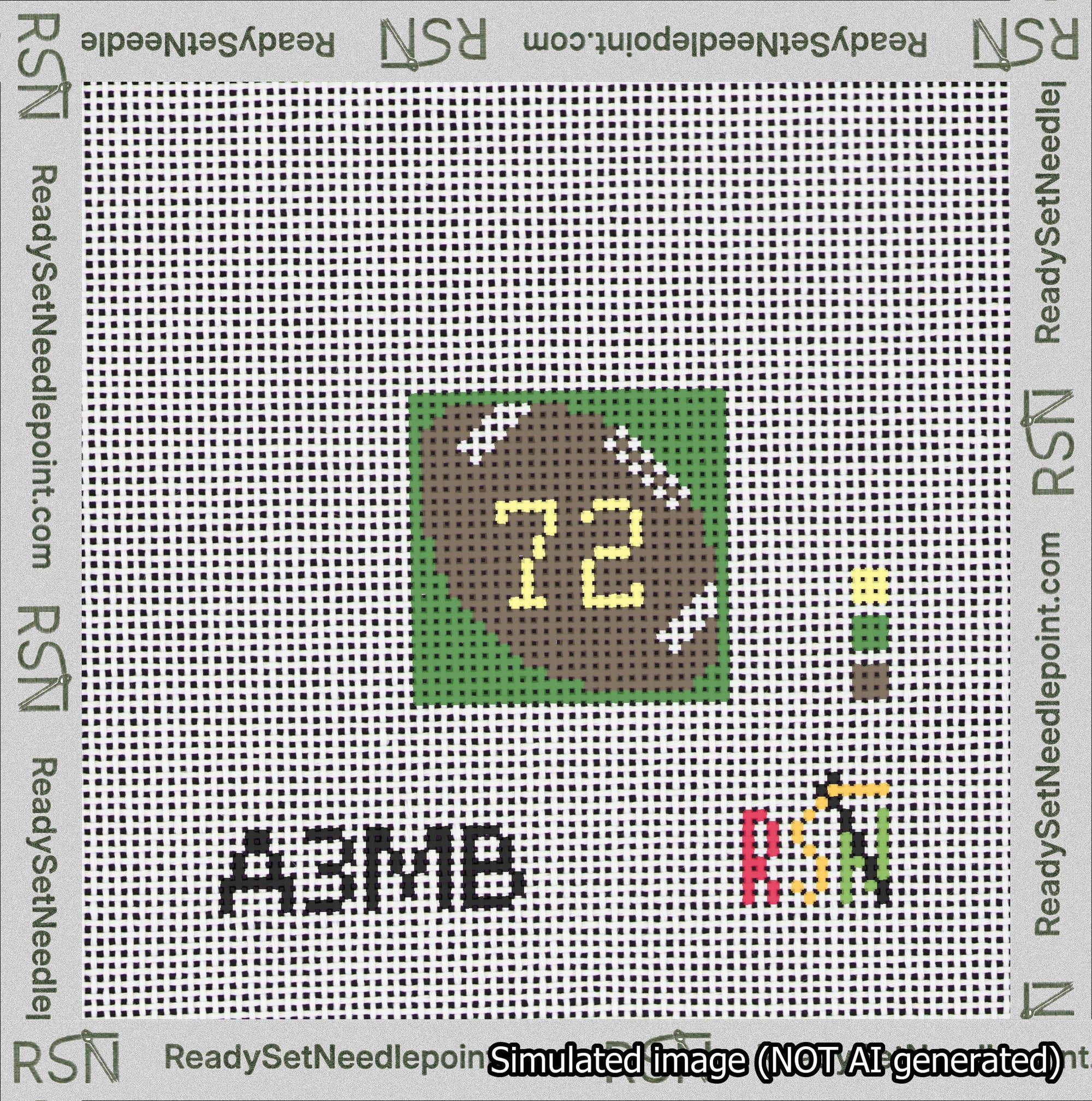 Football Bag Charm Yellow 50-99 Needlepoint Canvas Design