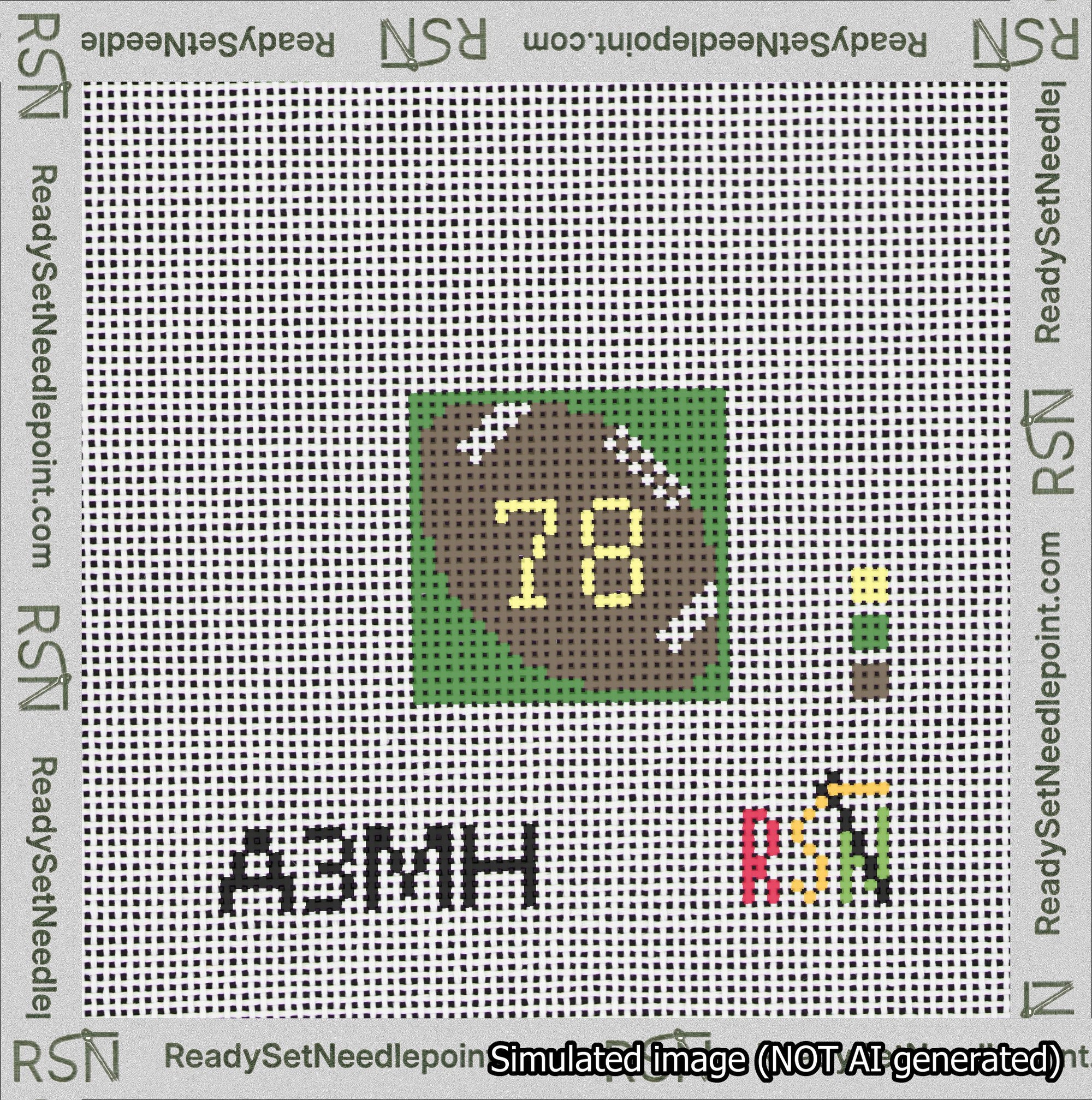 Football Bag Charm Yellow 50-99 Needlepoint Canvas Design