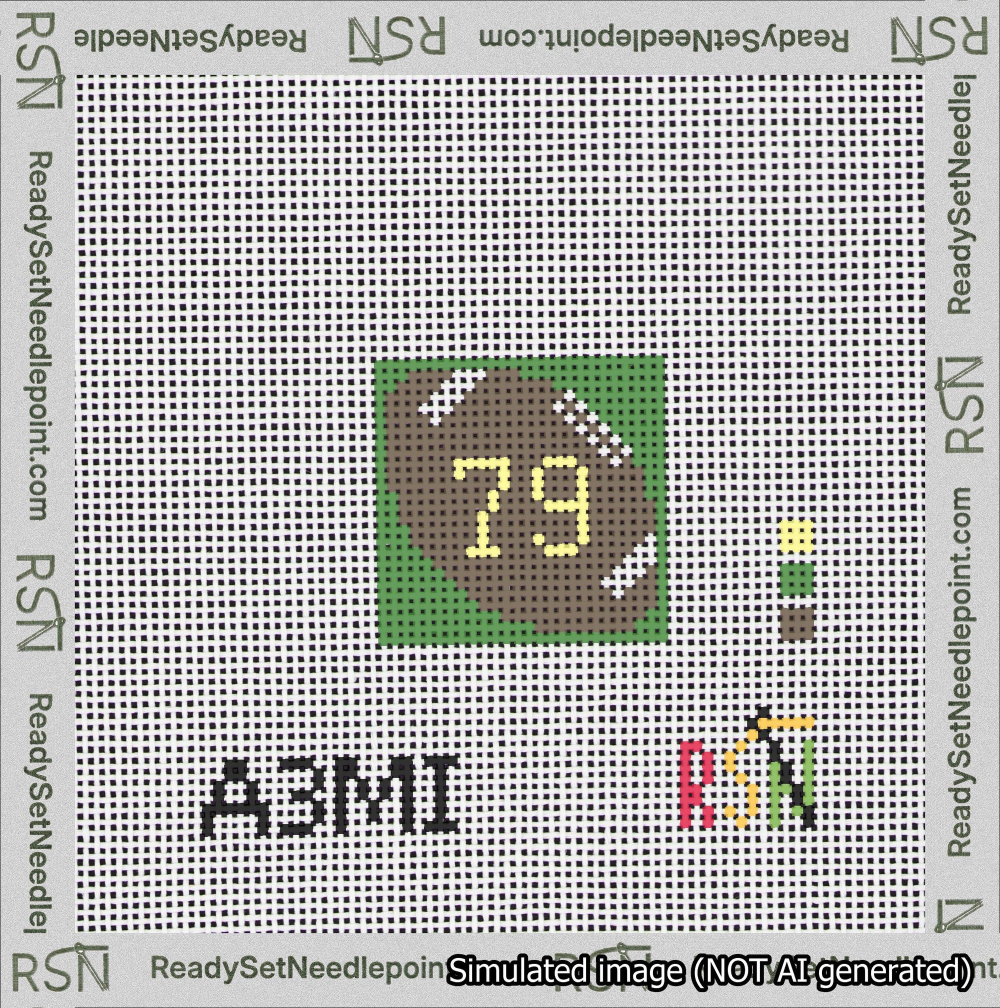 Football Bag Charm Yellow 50-99 Needlepoint Canvas Design