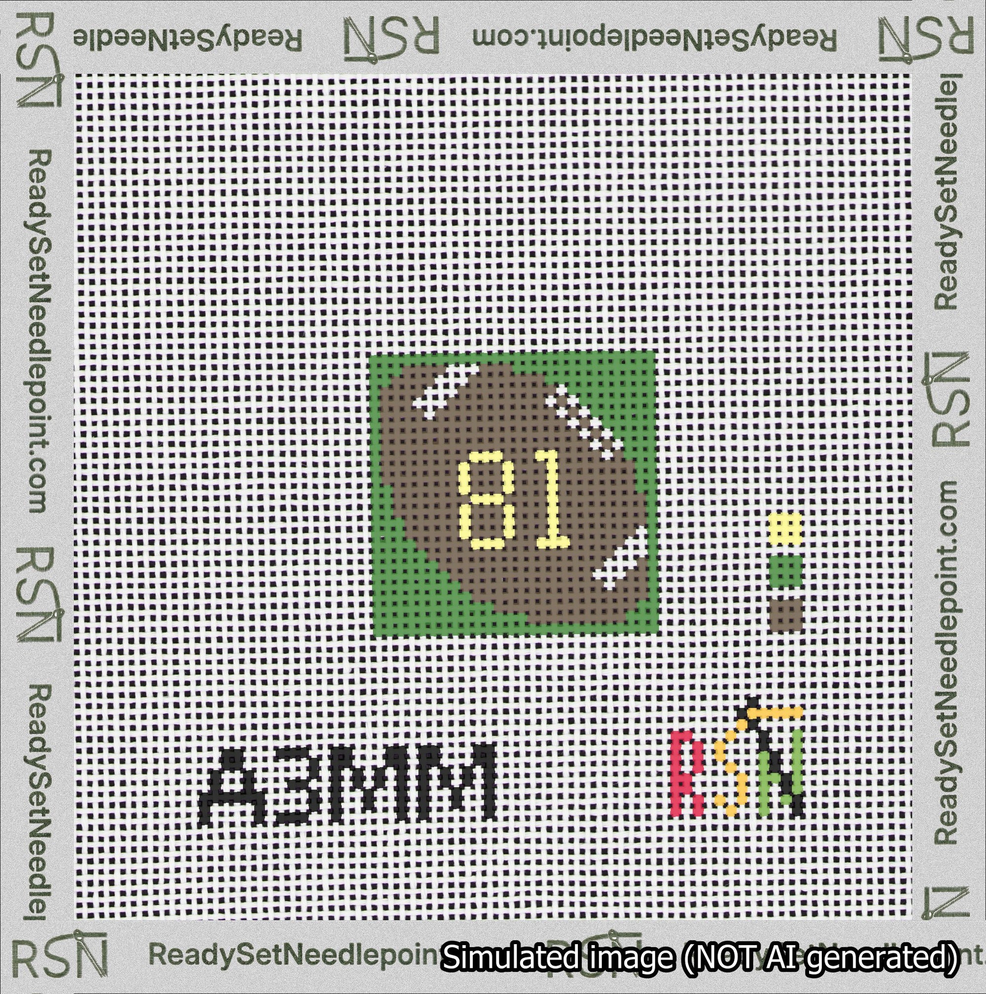 Football Bag Charm Yellow 50-99 Needlepoint Canvas Design