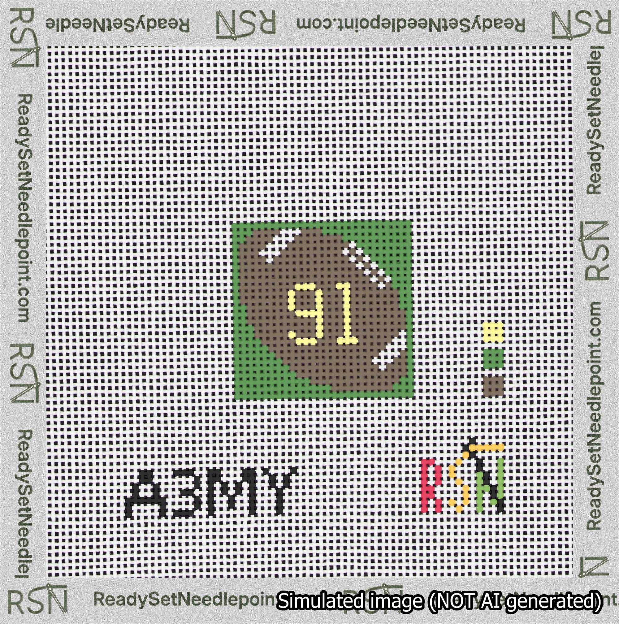 Football Bag Charm Yellow 50-99 Needlepoint Canvas Design