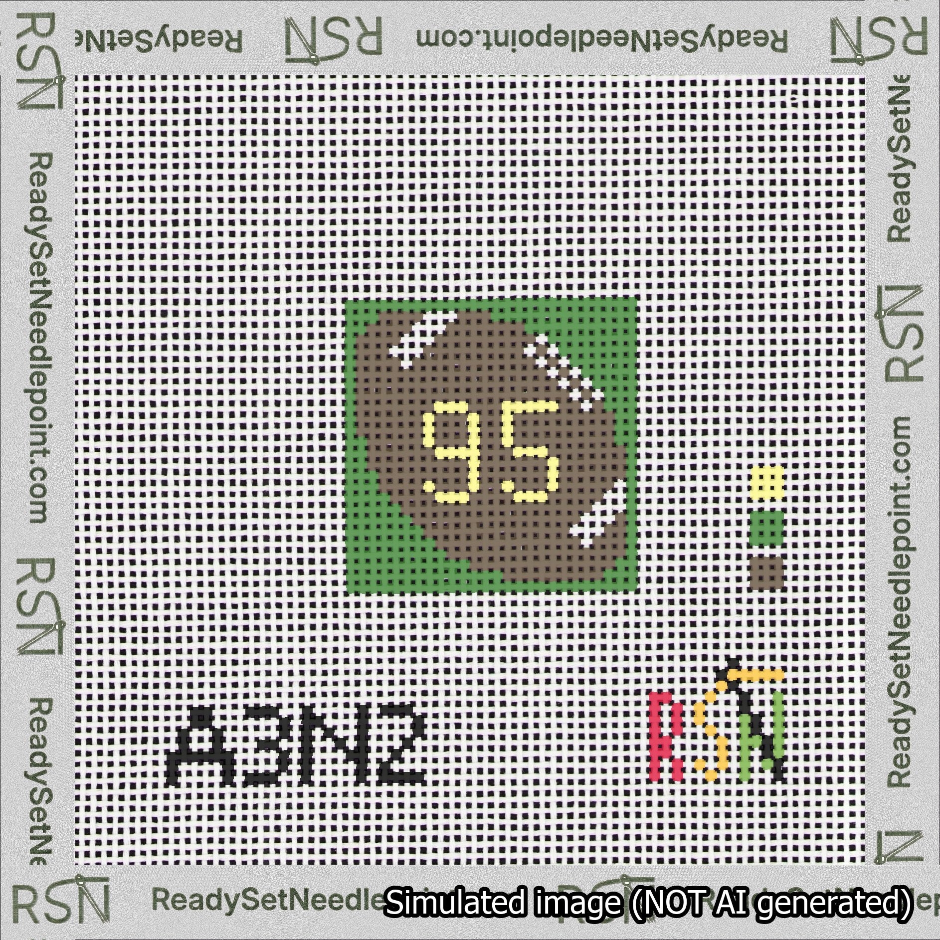 Football Bag Charm Yellow 50-99 Needlepoint Canvas Design