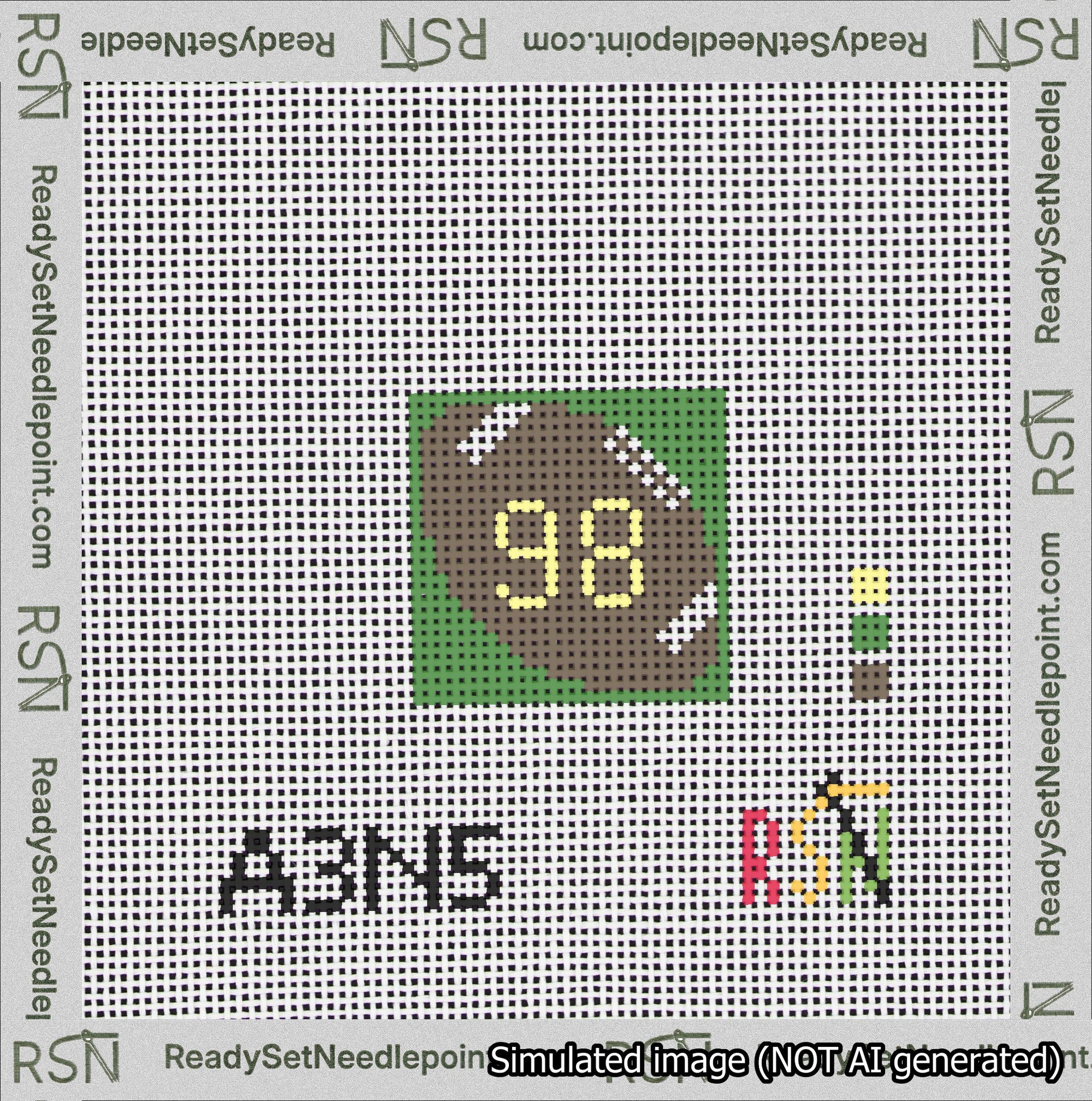 Football Bag Charm Yellow 50-99 Needlepoint Canvas Design