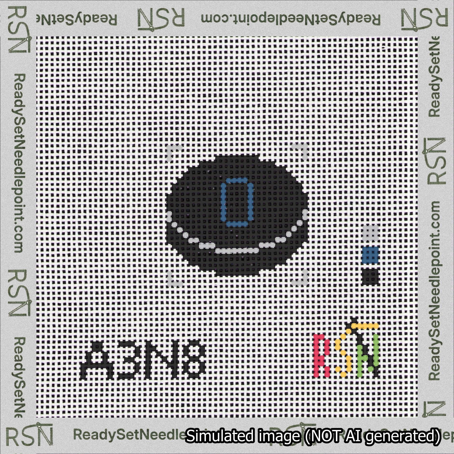 Hockey Puck Bag Charm Blue 0-49 Needlepoint Canvas Design