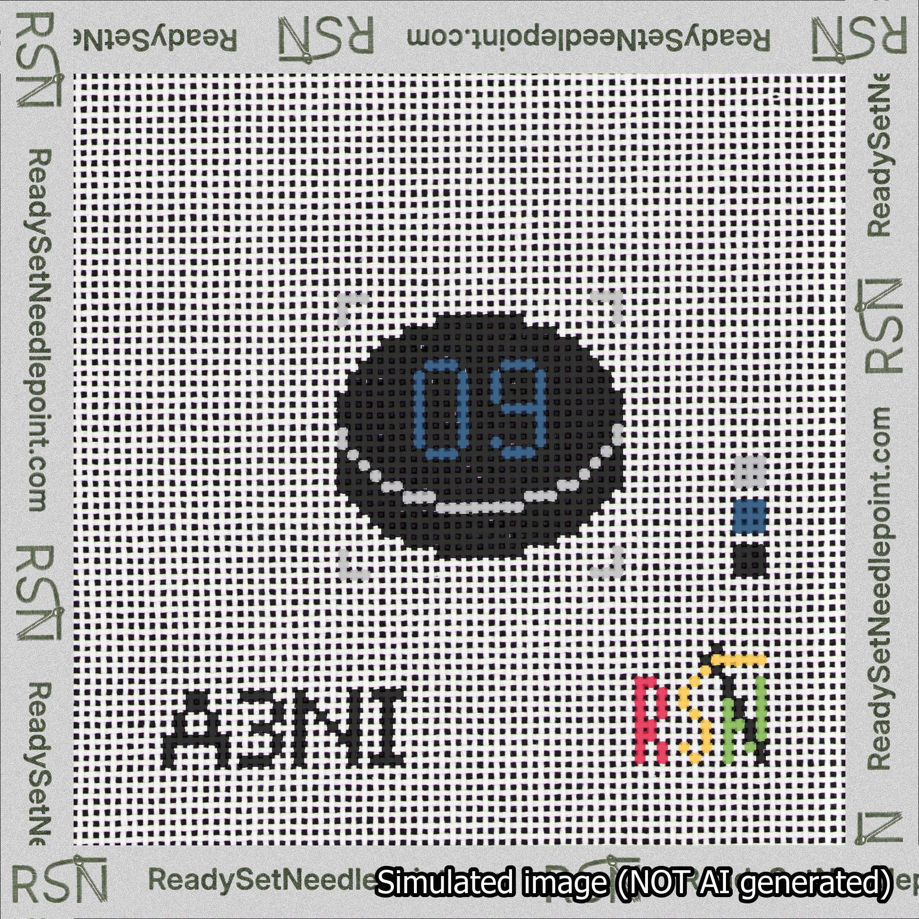 Hockey Puck Bag Charm Blue 0-49 Needlepoint Canvas Design