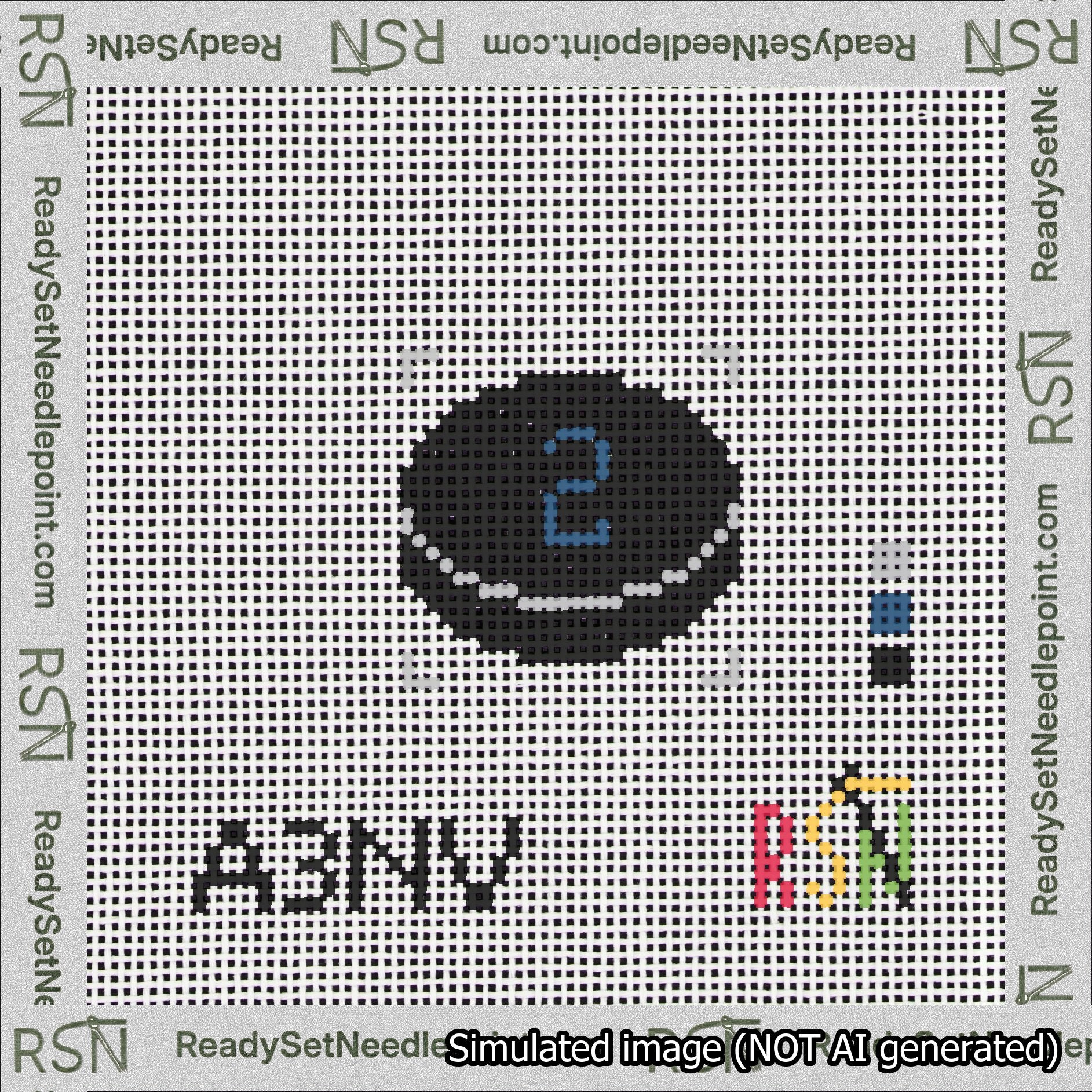 Hockey Puck Bag Charm Blue 0-49 Needlepoint Canvas Design