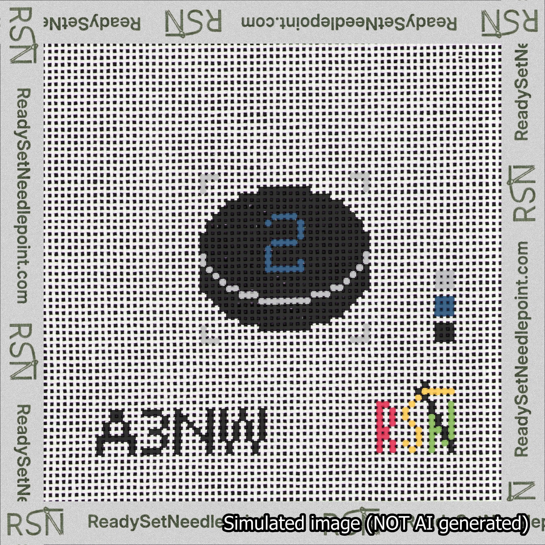 Hockey Puck Bag Charm Blue 0-49 Needlepoint Canvas Design