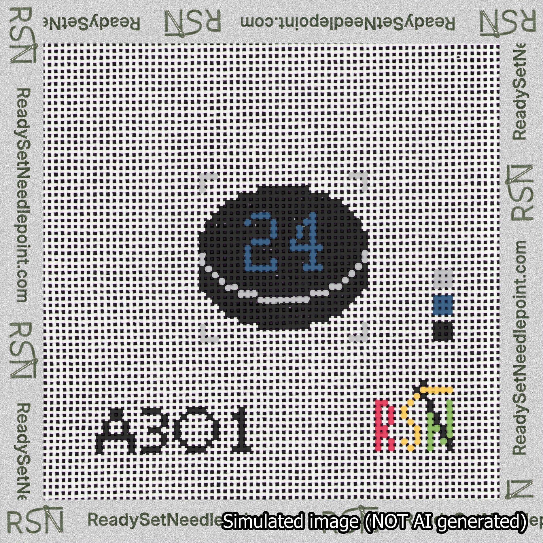 Hockey Puck Bag Charm Blue 0-49 Needlepoint Canvas Design