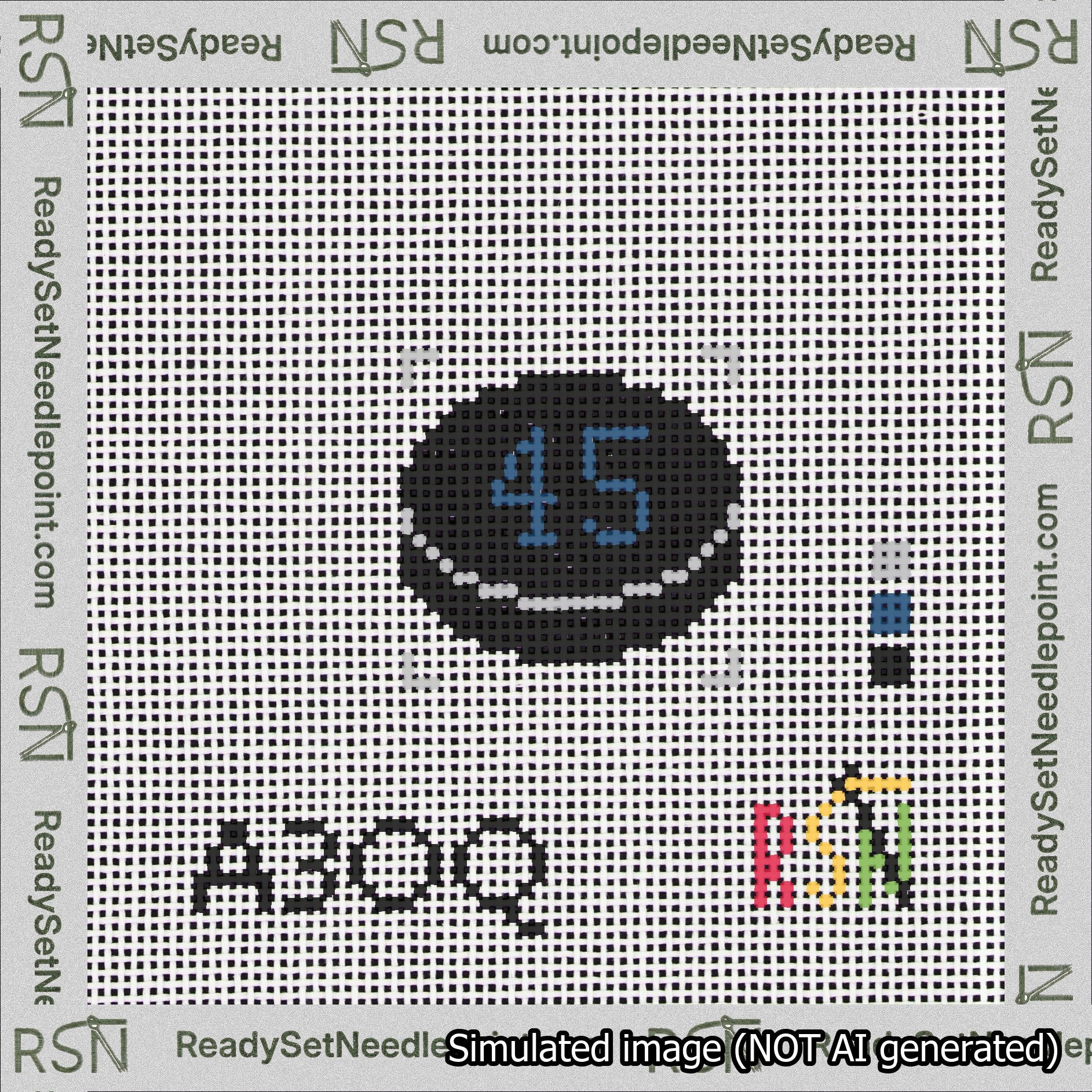 Hockey Puck Bag Charm Blue 0-49 Needlepoint Canvas Design