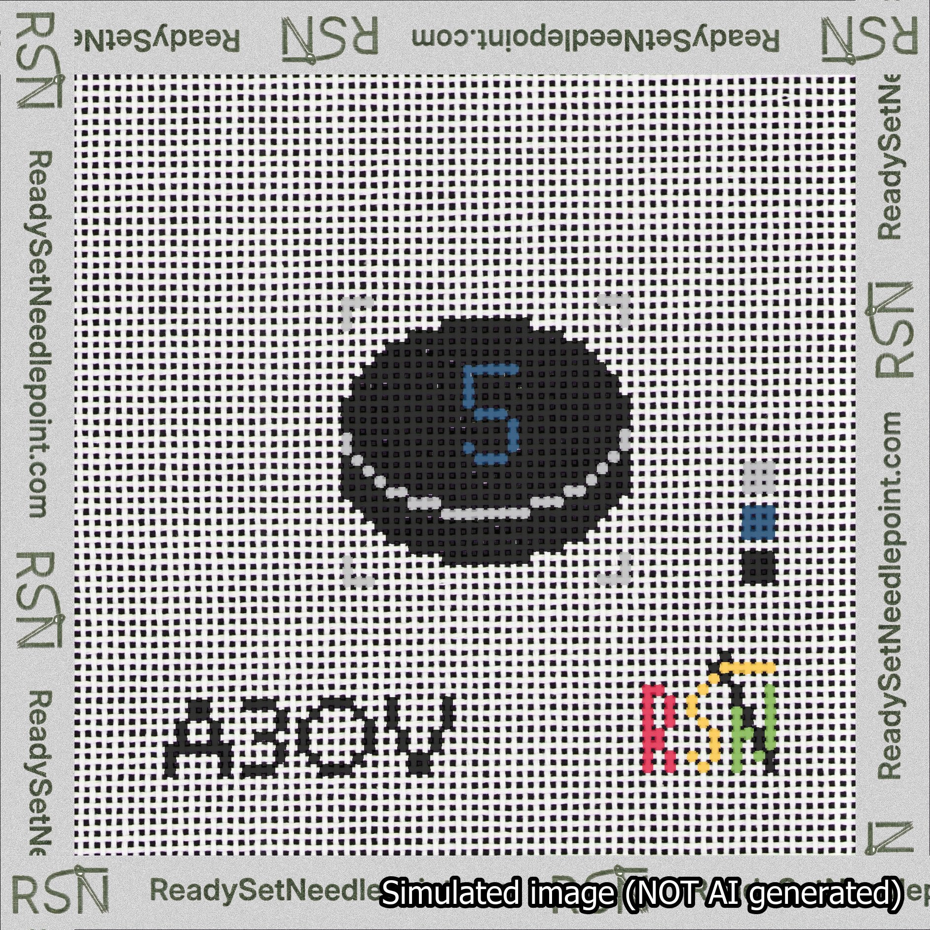 Hockey Puck Bag Charm Blue 0-49 Needlepoint Canvas Design