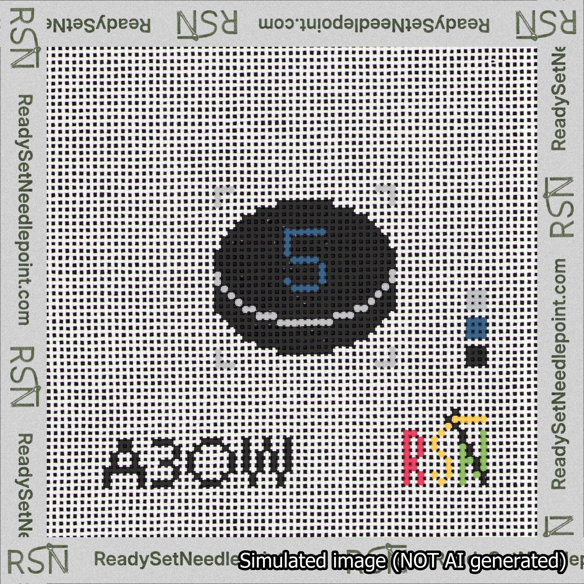 Hockey Puck Bag Charm Blue 0-49 Needlepoint Canvas Design