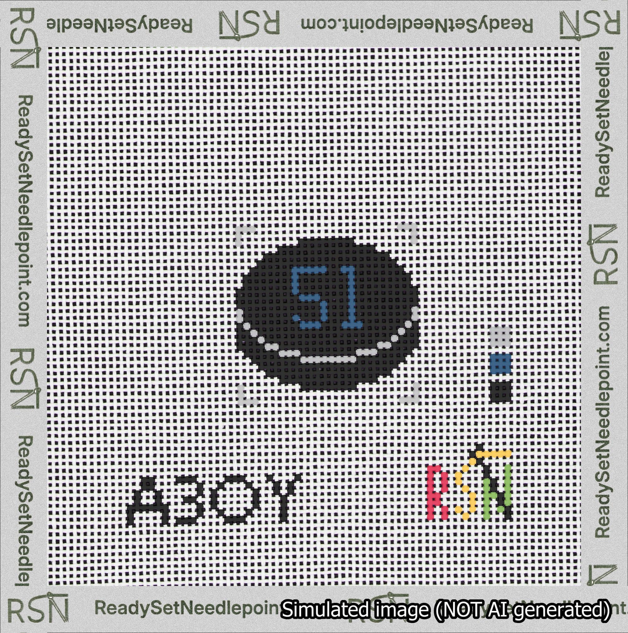 Hockey Puck Bag Charm Blue 50-99 Needlepoint Canvas Design