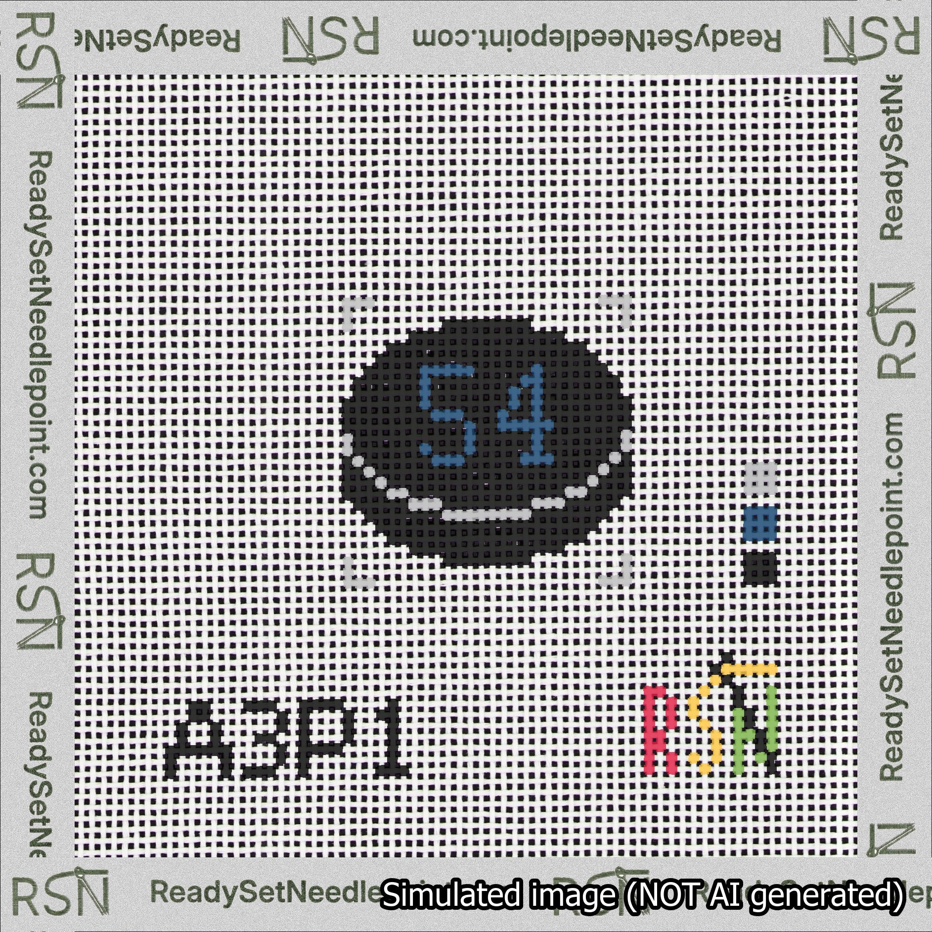 Hockey Puck Bag Charm Blue 50-99 Needlepoint Canvas Design