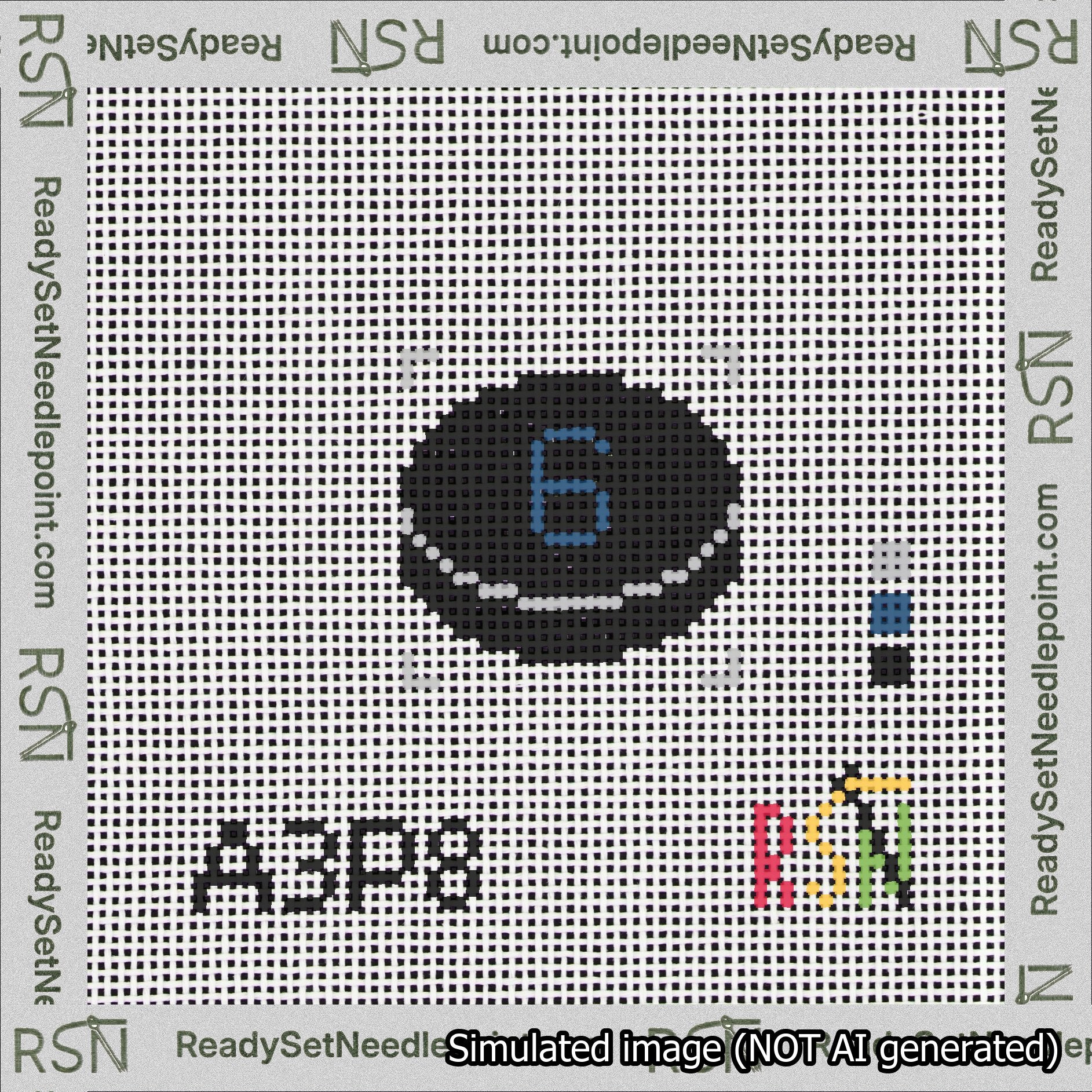 Hockey Puck Bag Charm Blue 0-49 Needlepoint Canvas Design