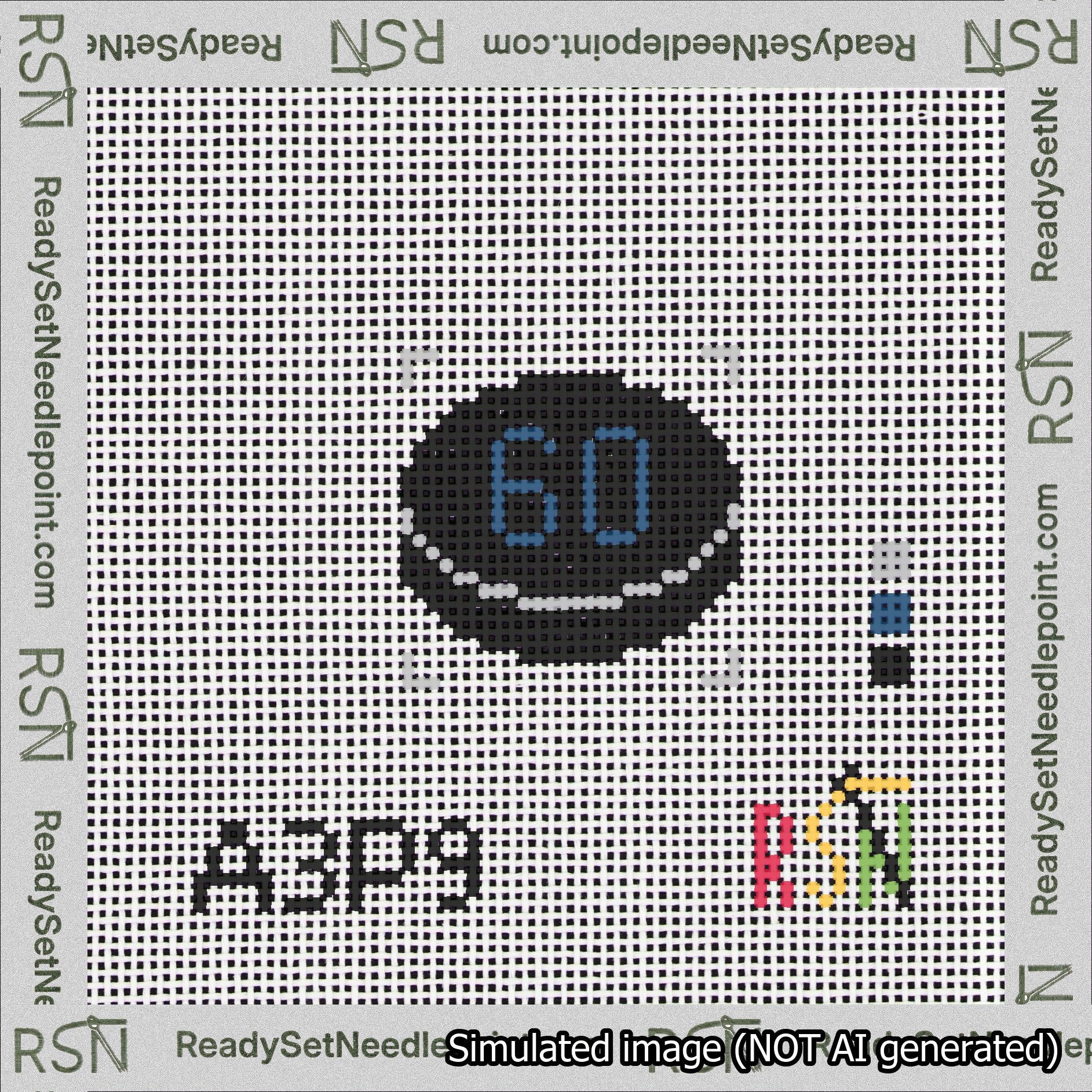 Hockey Puck Bag Charm Blue 50-99 Needlepoint Canvas Design